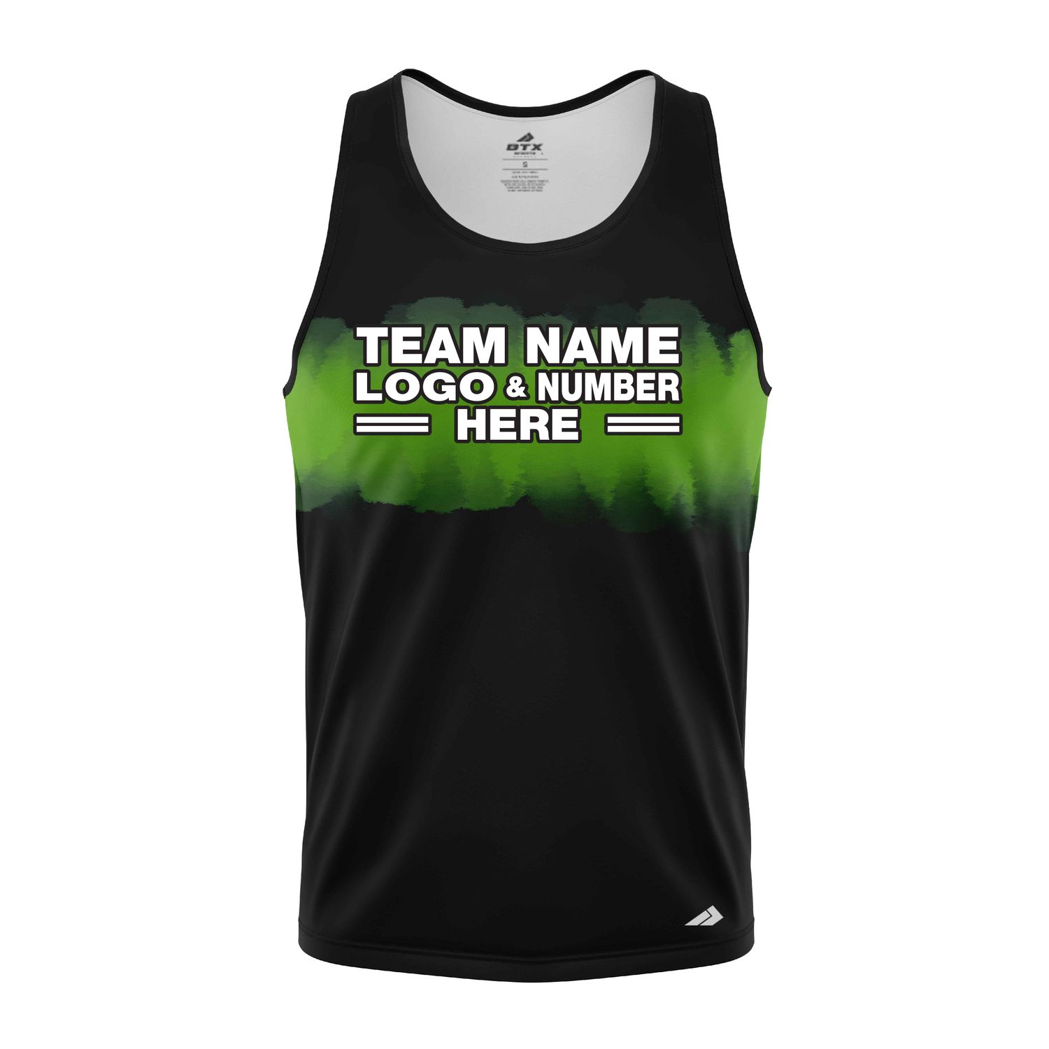 Custom Fully Sublimated Shaded Tie Dye Pattern Black Green Performance Tank Top 18651