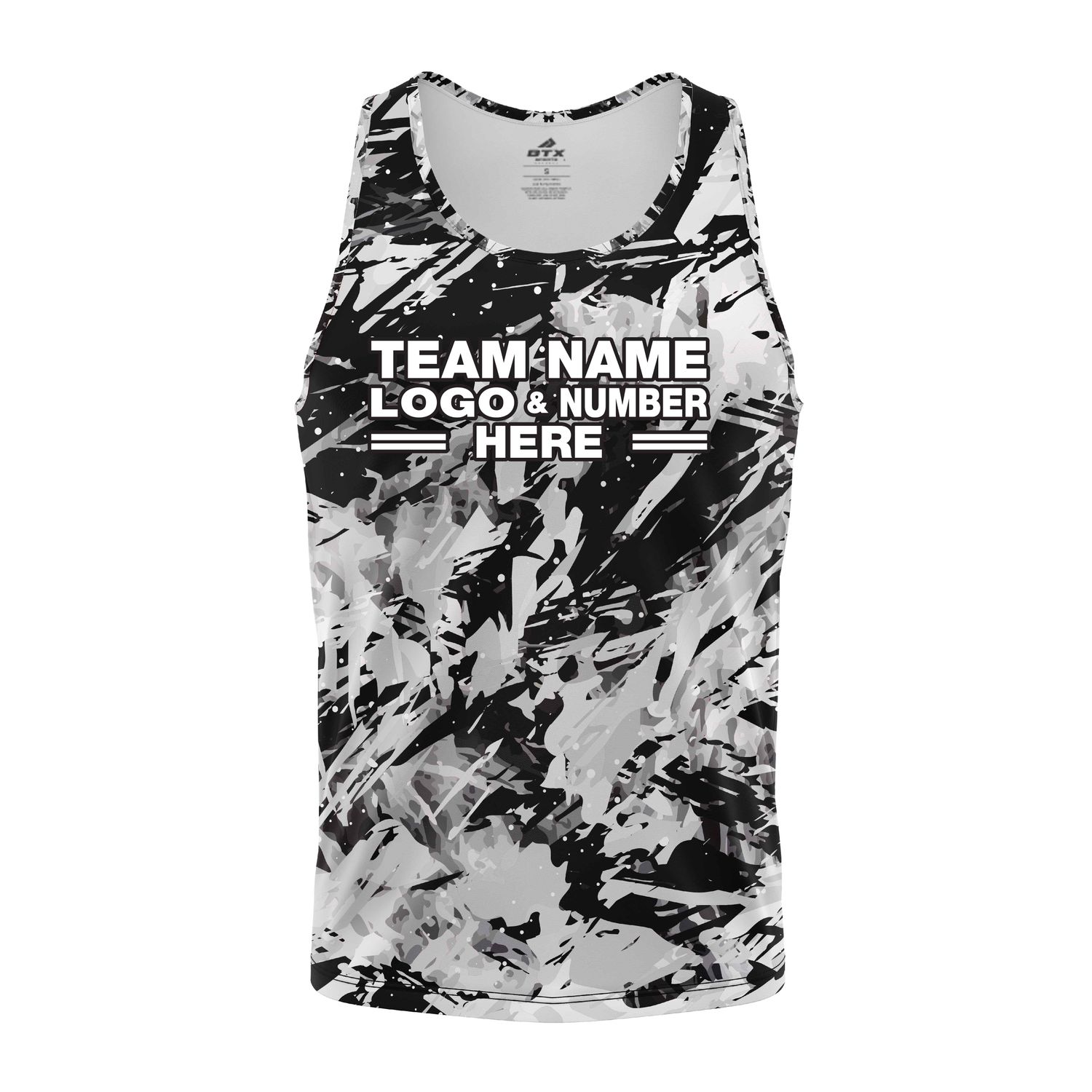 Custom Fully Sublimated Abstract Tie Dye Pattern White Black Performance Tank Top 18655