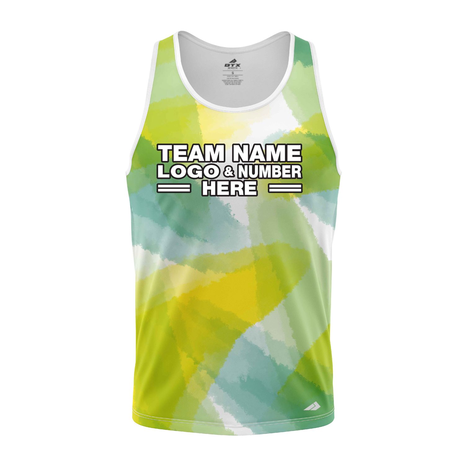Custom Fully Sublimated Blurred Blobs Tie Dye Pattern Green Yellow Performance Tank Top 18675