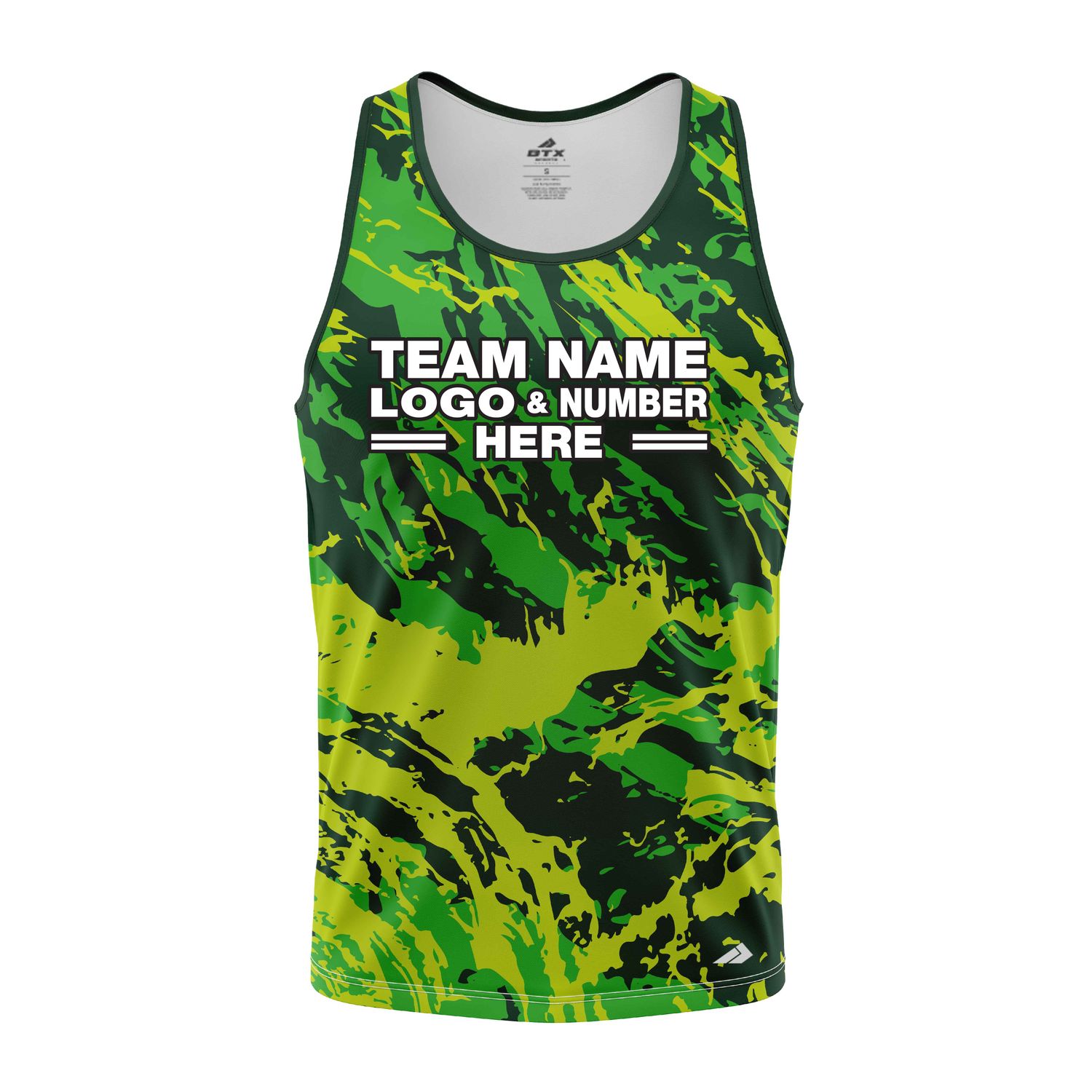Custom Fully Sublimated Abstract Tie Dye Pattern Tricolor Green Performance Tank Top 18683