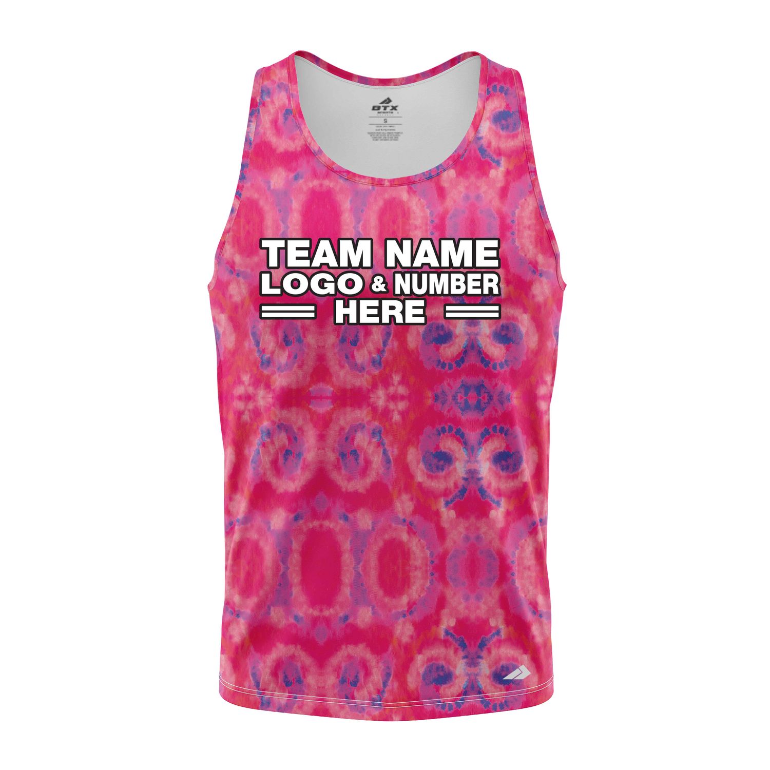Custom Fully Sublimated Casual Tie Dye Pattern Pink Performance Tank Top 18707