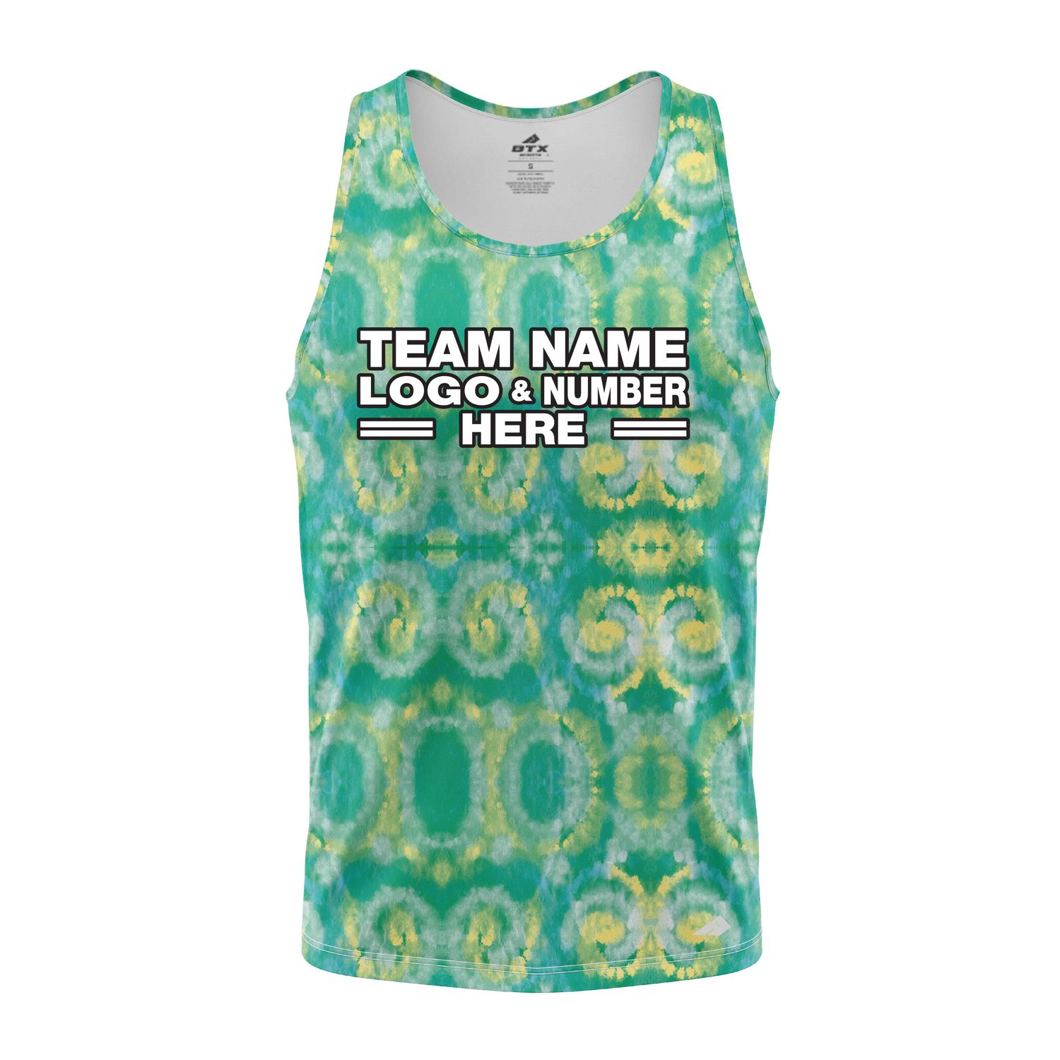 Custom Fully Sublimated Casual Tie Dye Pattern Green Performance Tank Top 18715