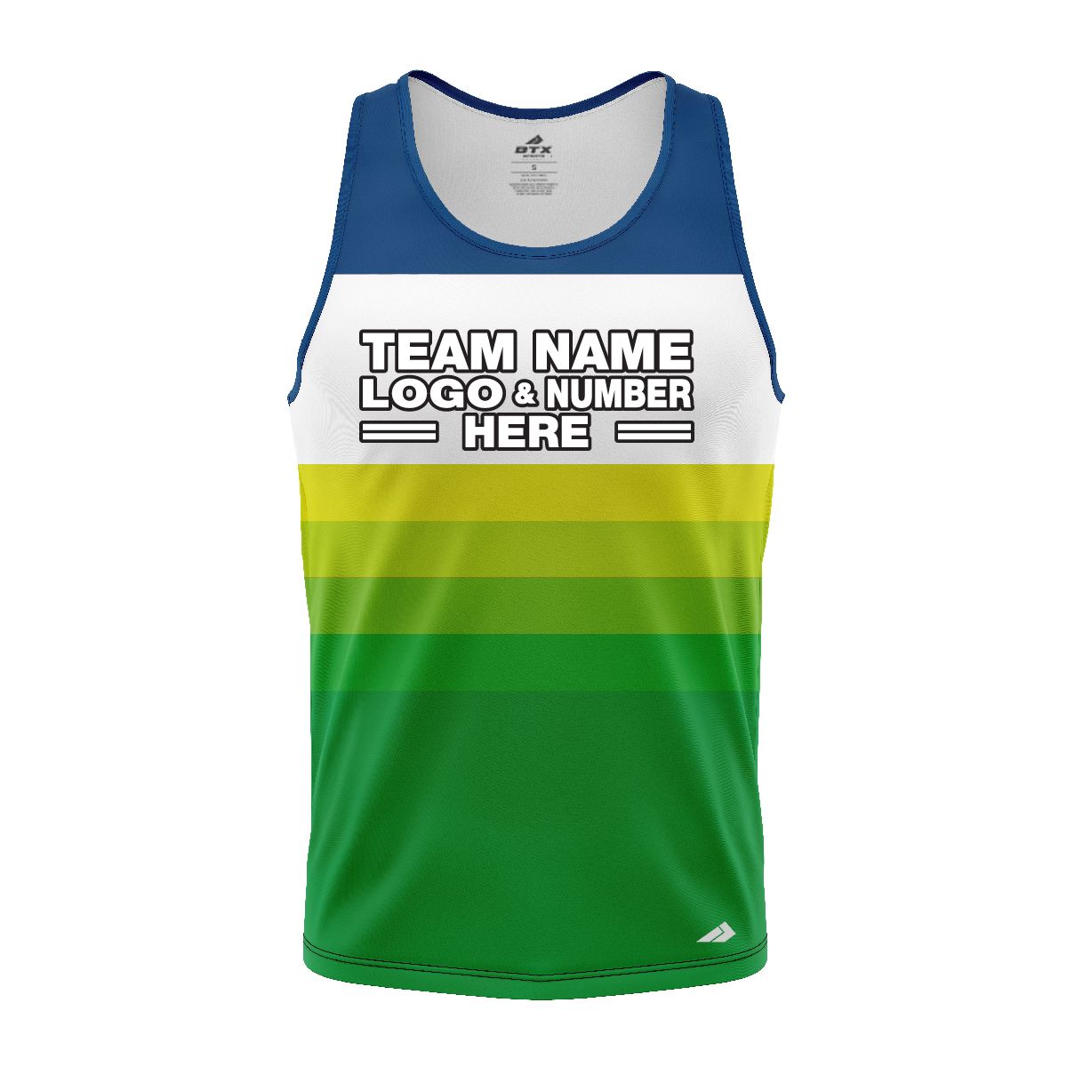 Custom Fully Sublimated Retro Stripe Neon Pattern Blue Green  Performance Tank Top 18719
