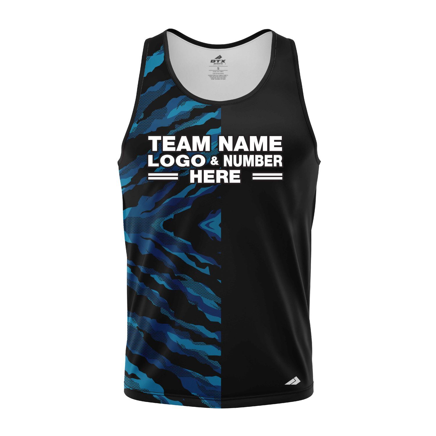 Custom Fully Sublimated Half Tie Dye Pattern Blue Performance Tank Top 18747