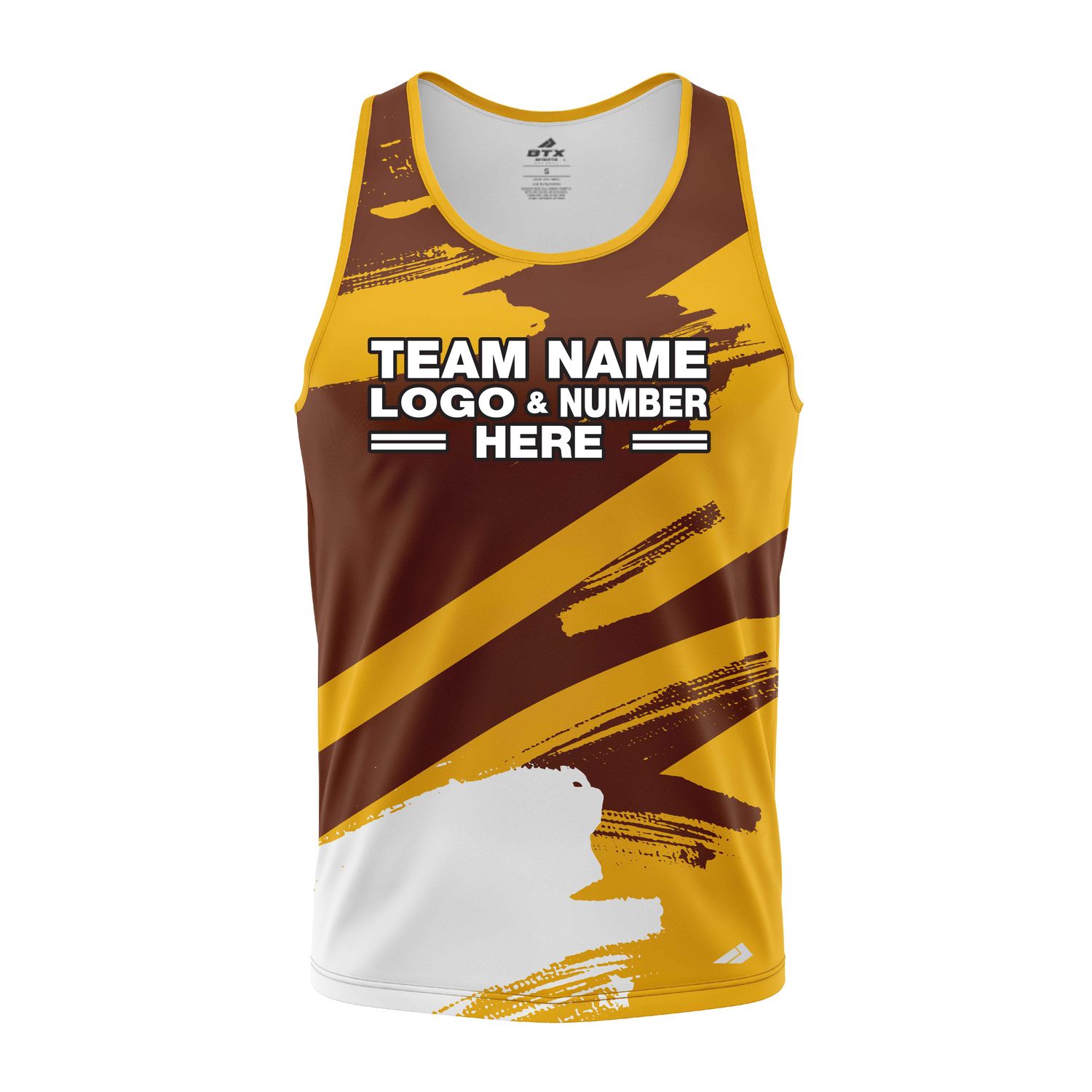 Custom Fully Sublimated Paint Brush Tie Dye Pattern Brown Yellow Performance Tank Top 18759