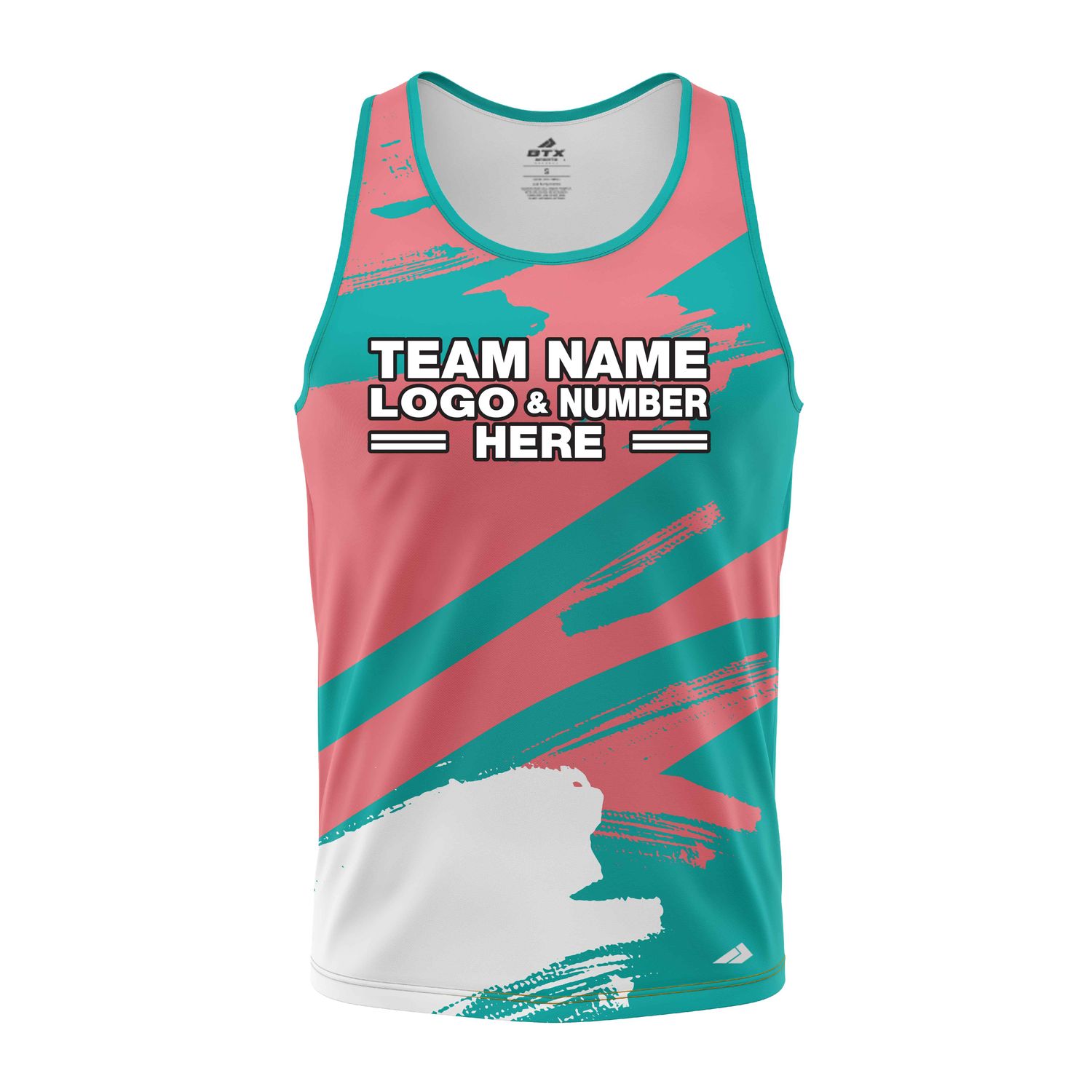 Custom Fully Sublimated Paint Brush Tie Dye Pattern Teal Pink Performance Tank Top 18767