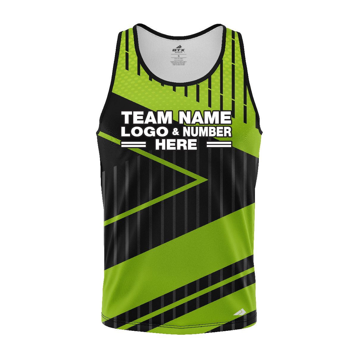 Custom Fully Sublimated Geometric Neon Pattern Black Green Performance Tank Top 18783
