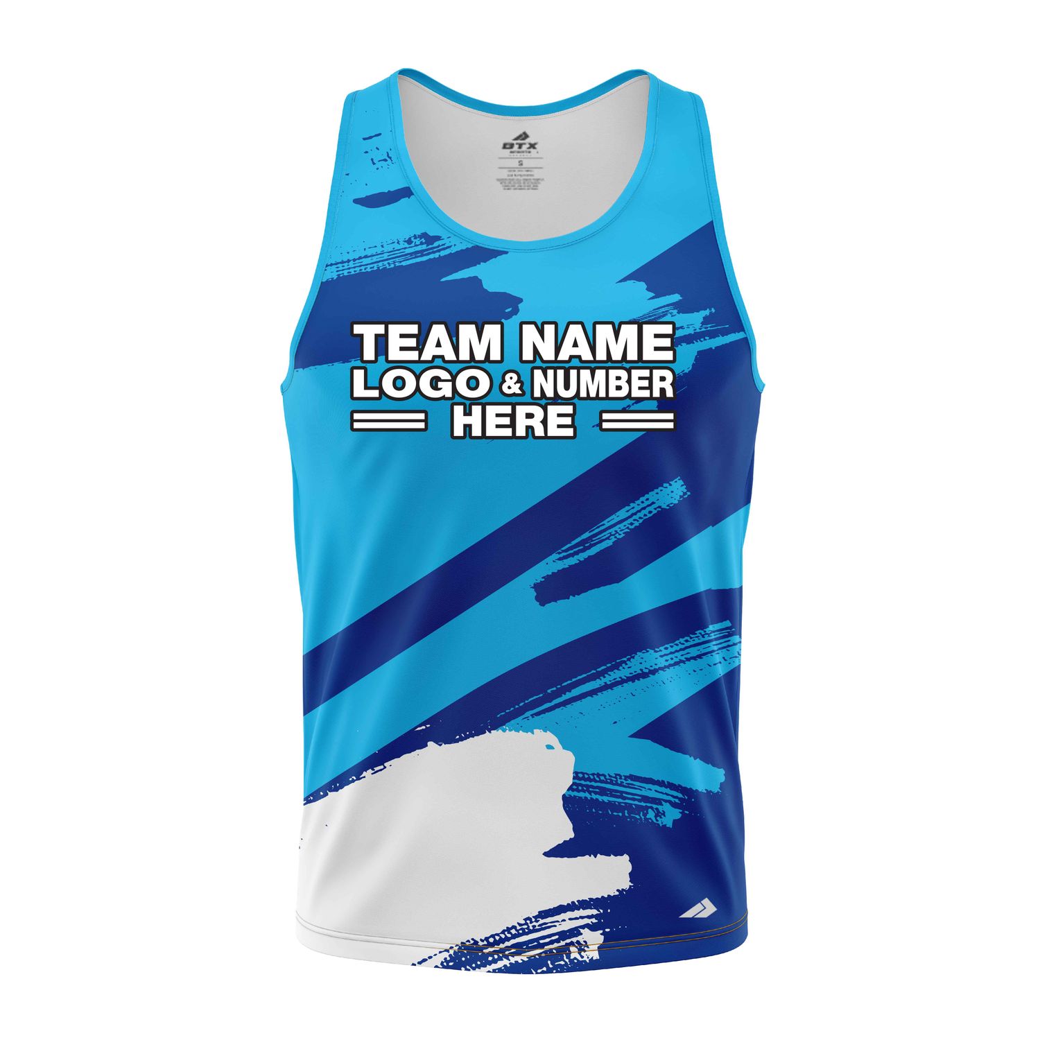 Custom Fully Sublimated Paint Brush Tie Dye Pattern Sky Blue Performance Tank Top 18779
