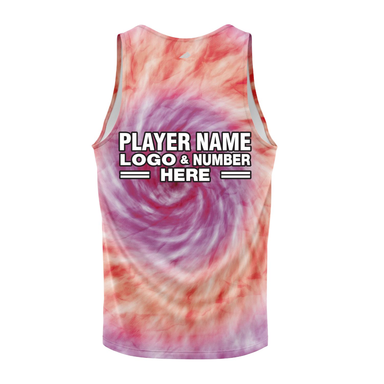 Custom Fully Sublimated Spiral Tie Dye Pattern Pink Orange Performance Tank Top 18839