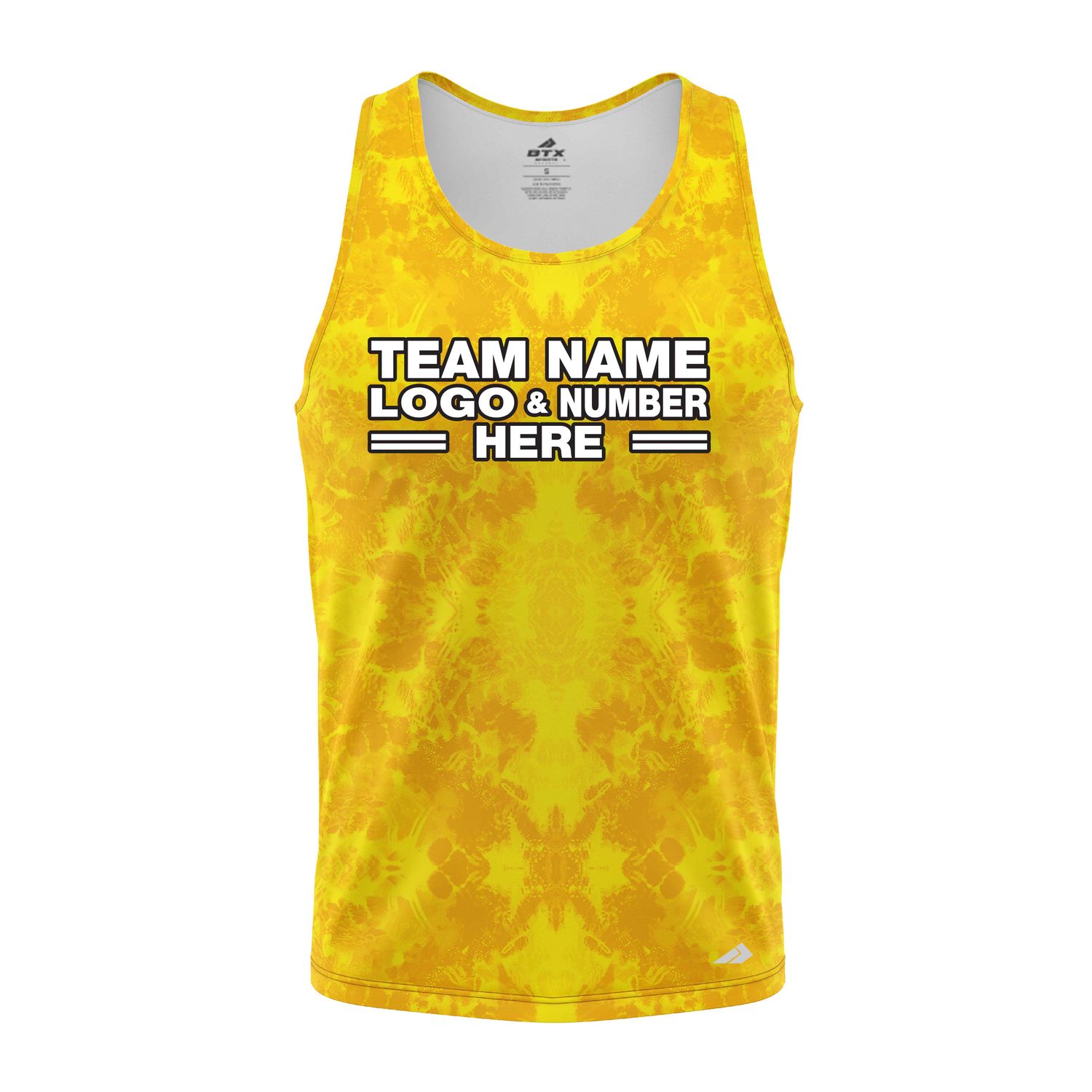 Custom Fully Sublimated Solid Tie Dye Pattern Yellow Performance Tank Top 18823