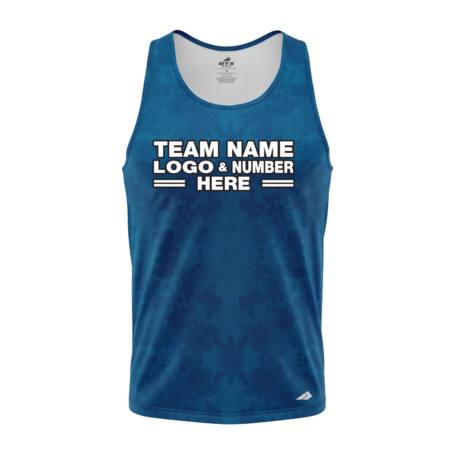 Custom Fully Sublimated Solid Tie Dye Pattern Blue Performance Tank Top 18831