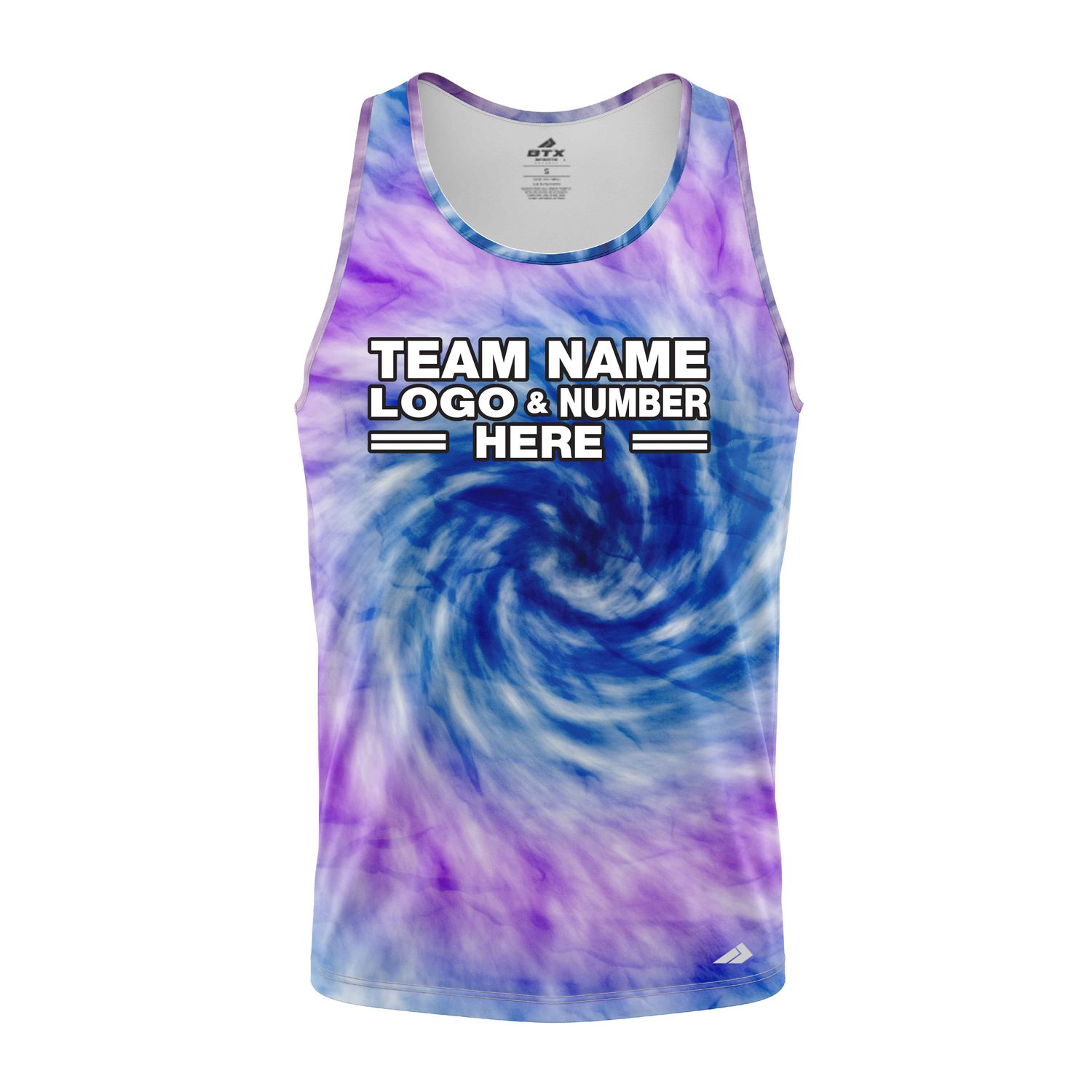 Custom Fully Sublimated Spiral Tie Dye Pattern Berry SkyBlue Performance Tank Top 18855