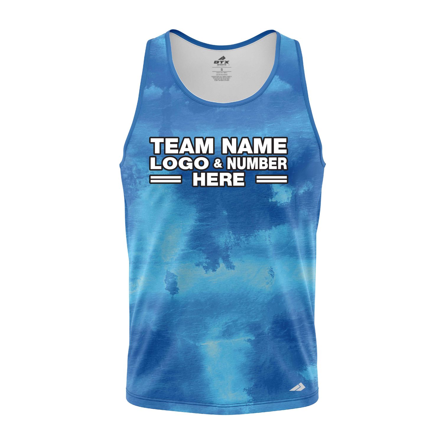Custom Fully Sublimated Cloudy Tie Dye Pattern Blue Performance Tank Top 18891