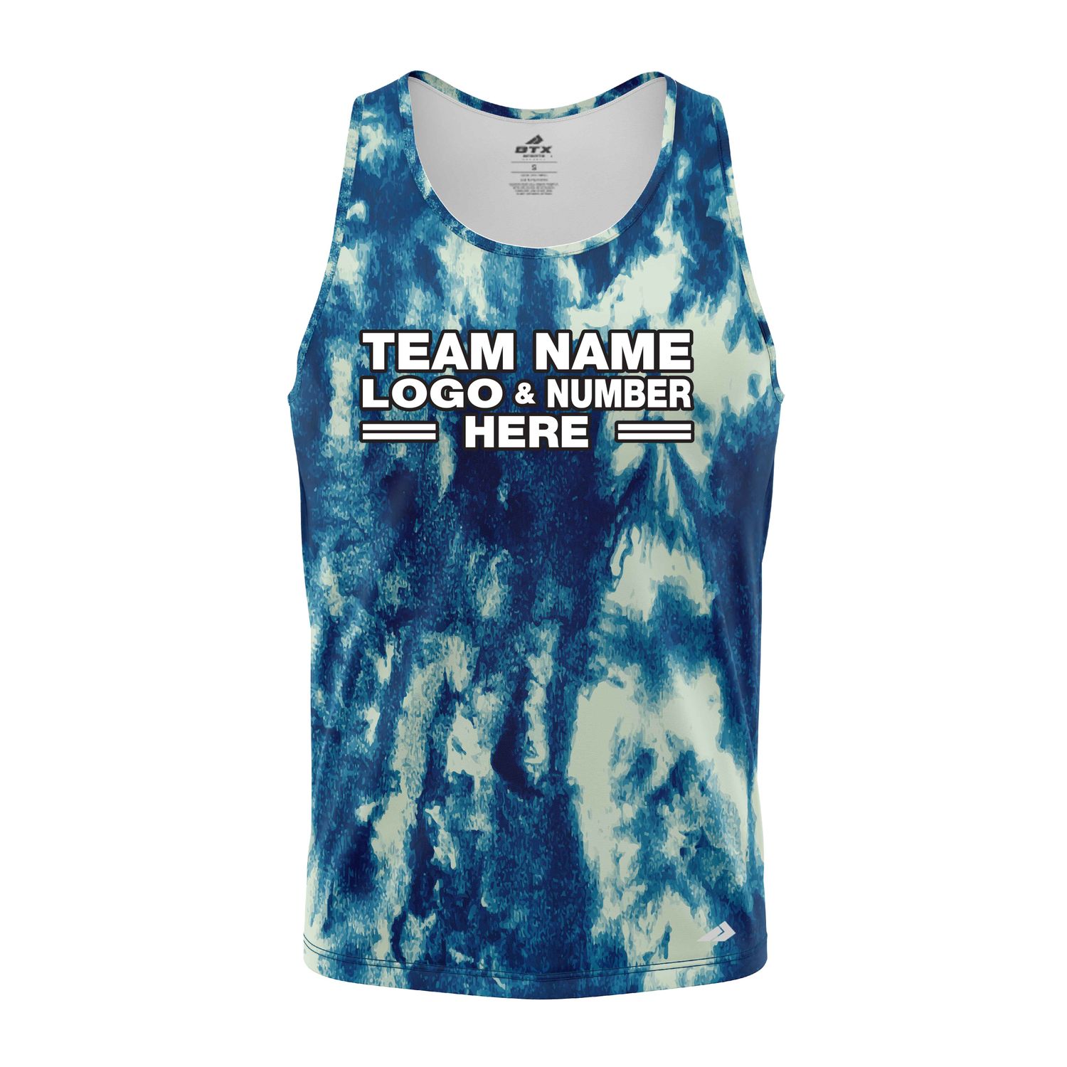 Custom Fully Sublimated Electric Blues Tie Dye Pattern Performance Tank Top 18911