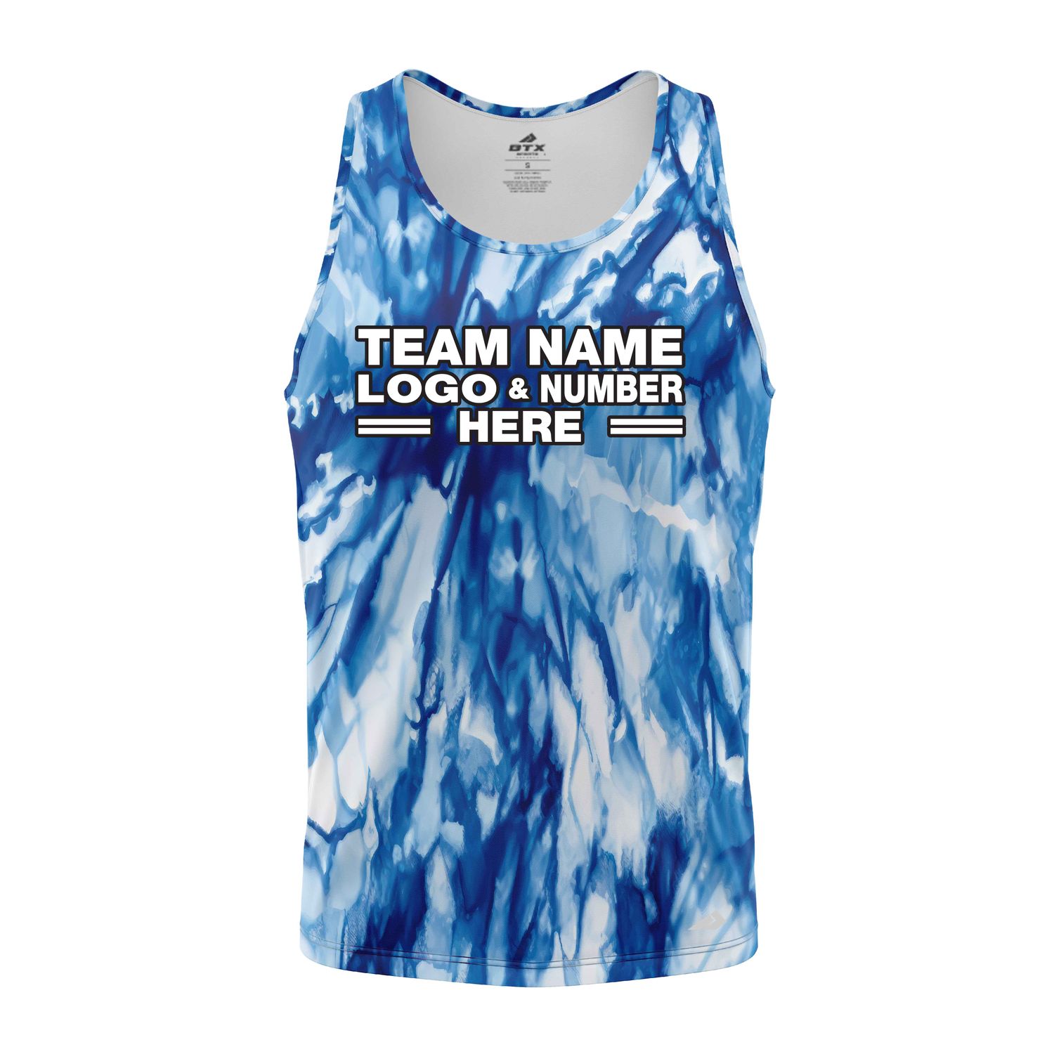 Custom Fully Sublimated Marine Tie Dye Pattern Blues Performance Tank Top 18943