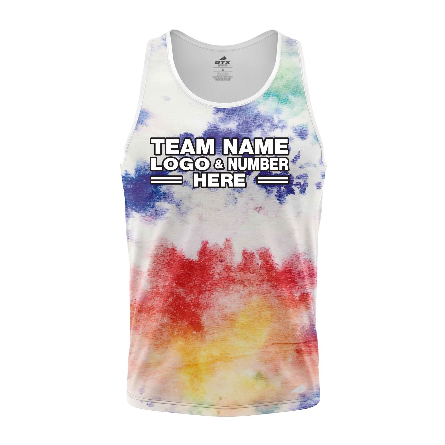 Custom Fully Sublimated Solar Flare Tie Dye Pattern Multicolor Performance Tank Top 18955