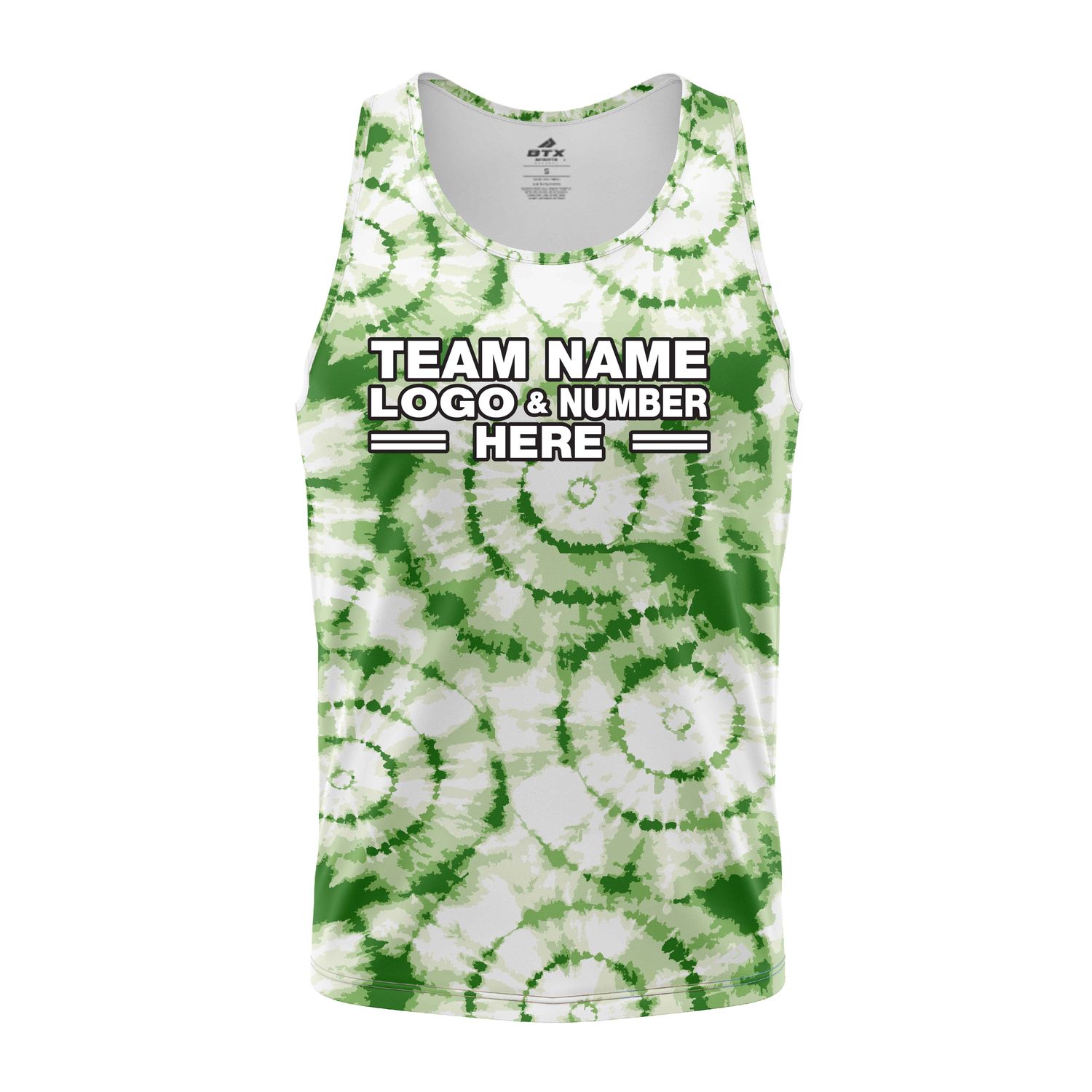 Custom Fully Sublimated Verdant Victory Tie Dye Pattern Green White Performance Tank Top 18959