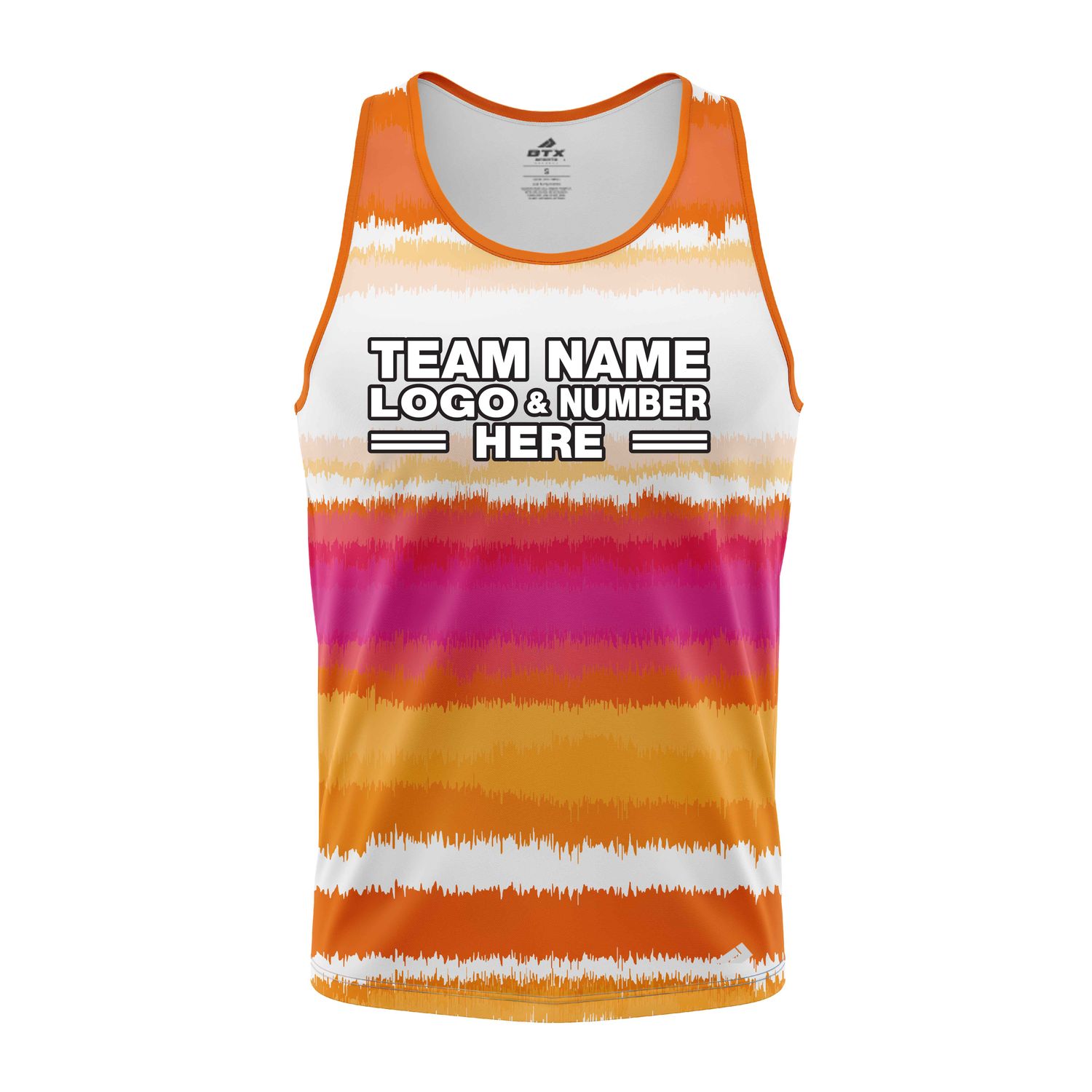 Custom Fully Sublimated Peachy Pioneers Tie Dye Pattern Orange Pink White Performance Tank Top 18967