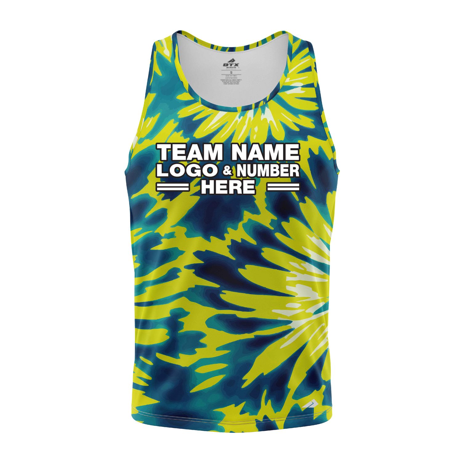 Custom Fully Sublimated Emerald Waves Tie Dye Pattern Green Blue Performance Tank Top 18987