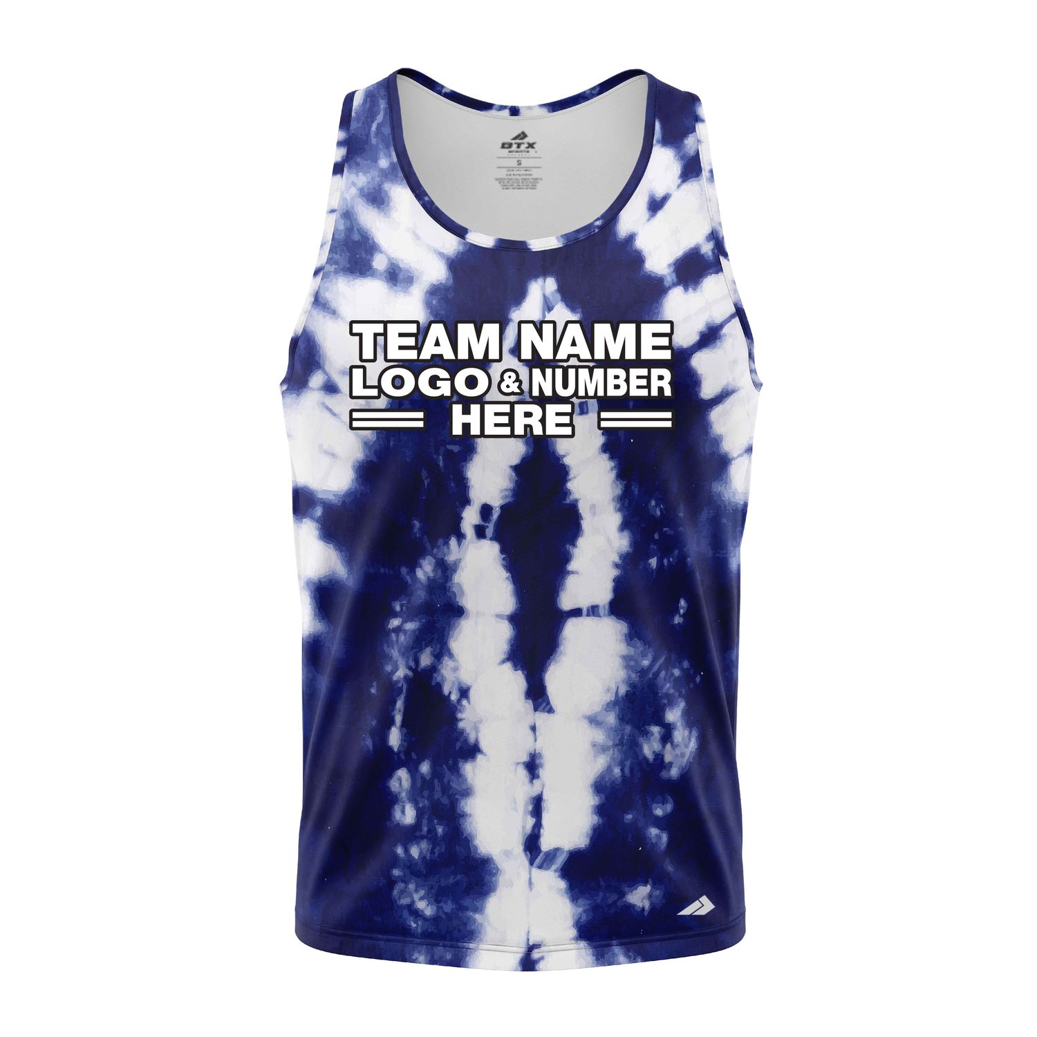 Custom Fully Sublimated Chromatic Tie Dye Pattern White Blue Performance Tank Top 19011