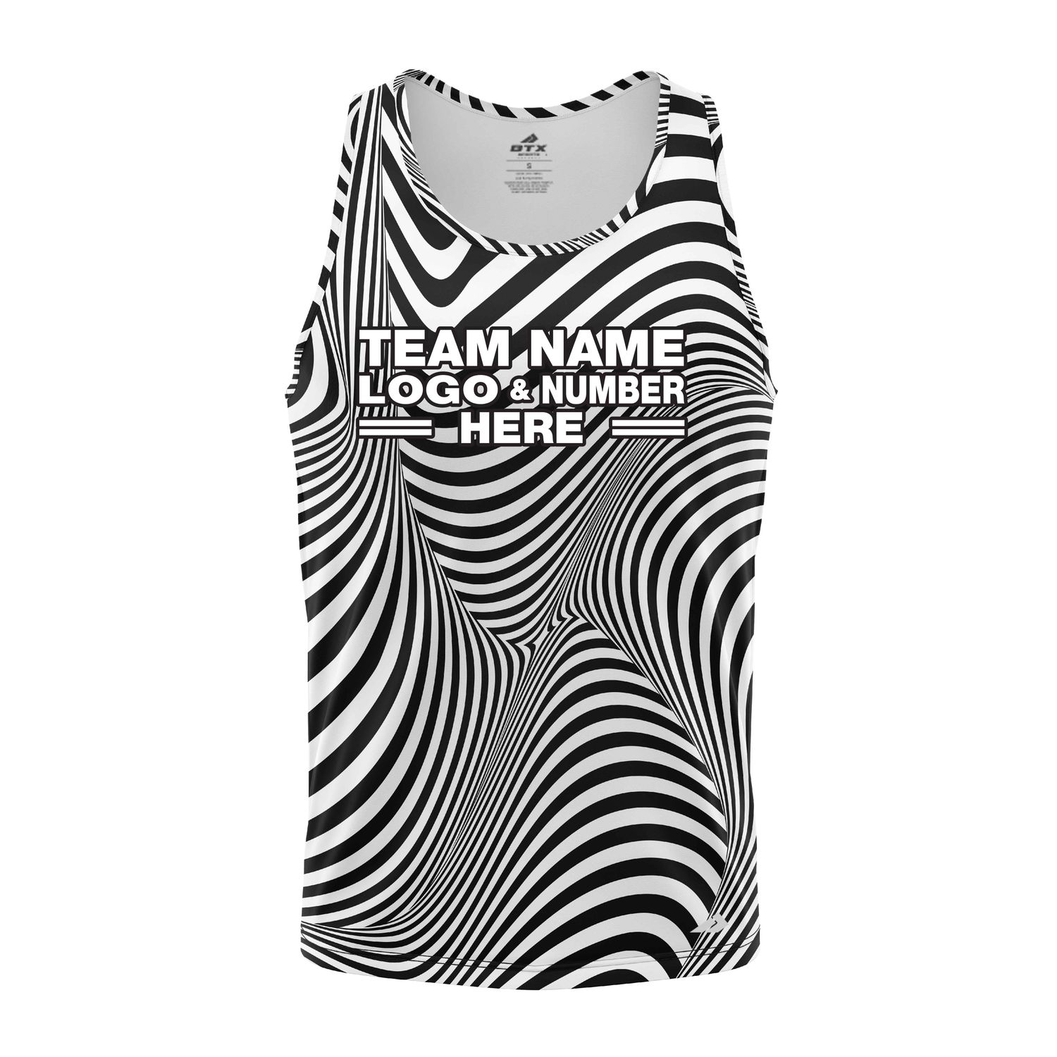 Custom Fully Sublimated Trippy Tie Dye Pattern Black White Performance Tank Top 19031