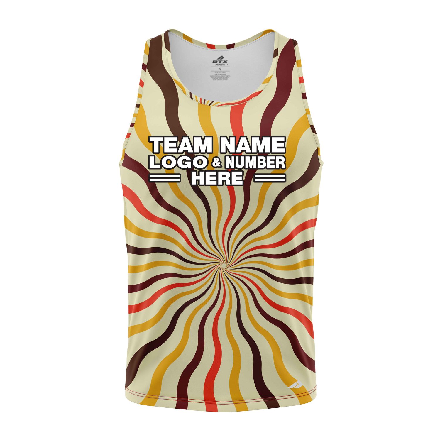 Custom Fully Sublimated Lava Lamp Tie Dye Pattern Orange Yellow Brown Performance Tank Top 19059