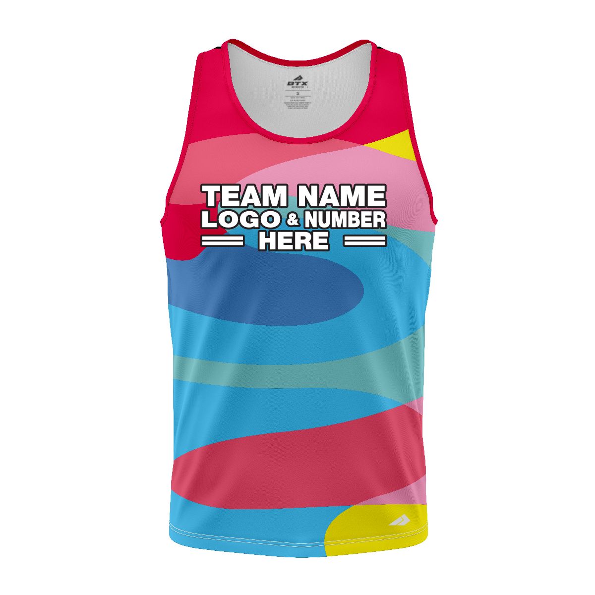 Custom Fully Sublimated Vibrant Style Neon Pattern Pink SkyBlue Yellow Performance Tank Top 19043