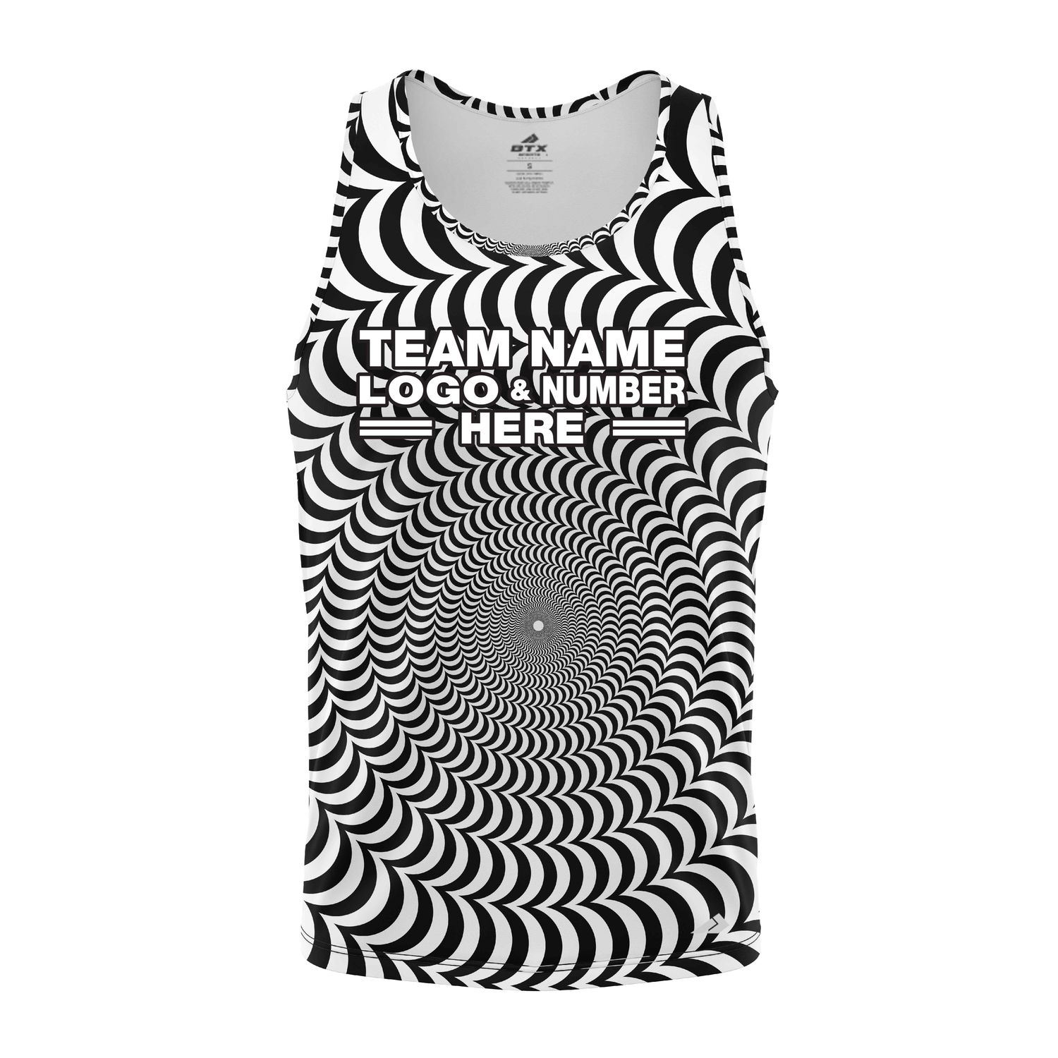 Custom Fully Sublimated Trippy Tie Dye Two Pattern Black White Performance Tank Top 19047