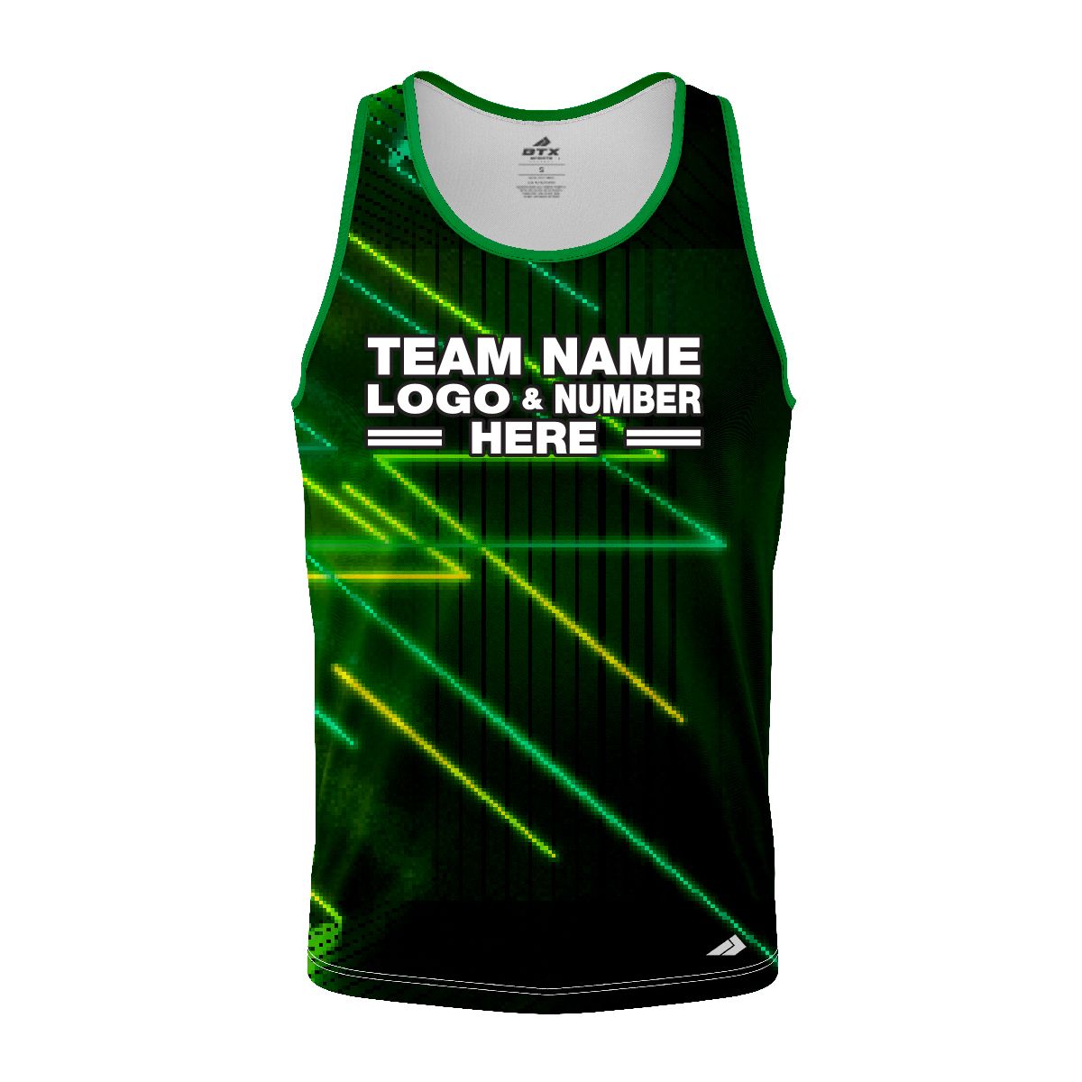 Custom Fully Sublimated Pop-Art Neon Pattern Green Black Performance Tank Top 19063