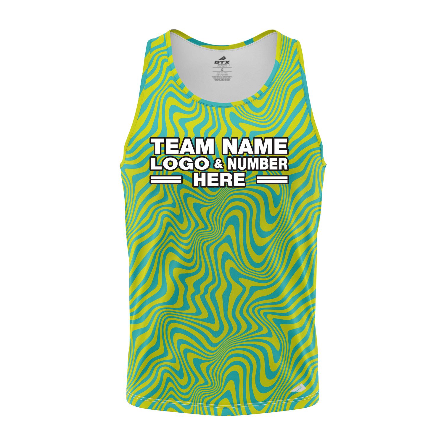 Custom Fully Sublimated Mellow Tie Dye Pattern Green Yellow SkyBlue Performance Tank Top 19079