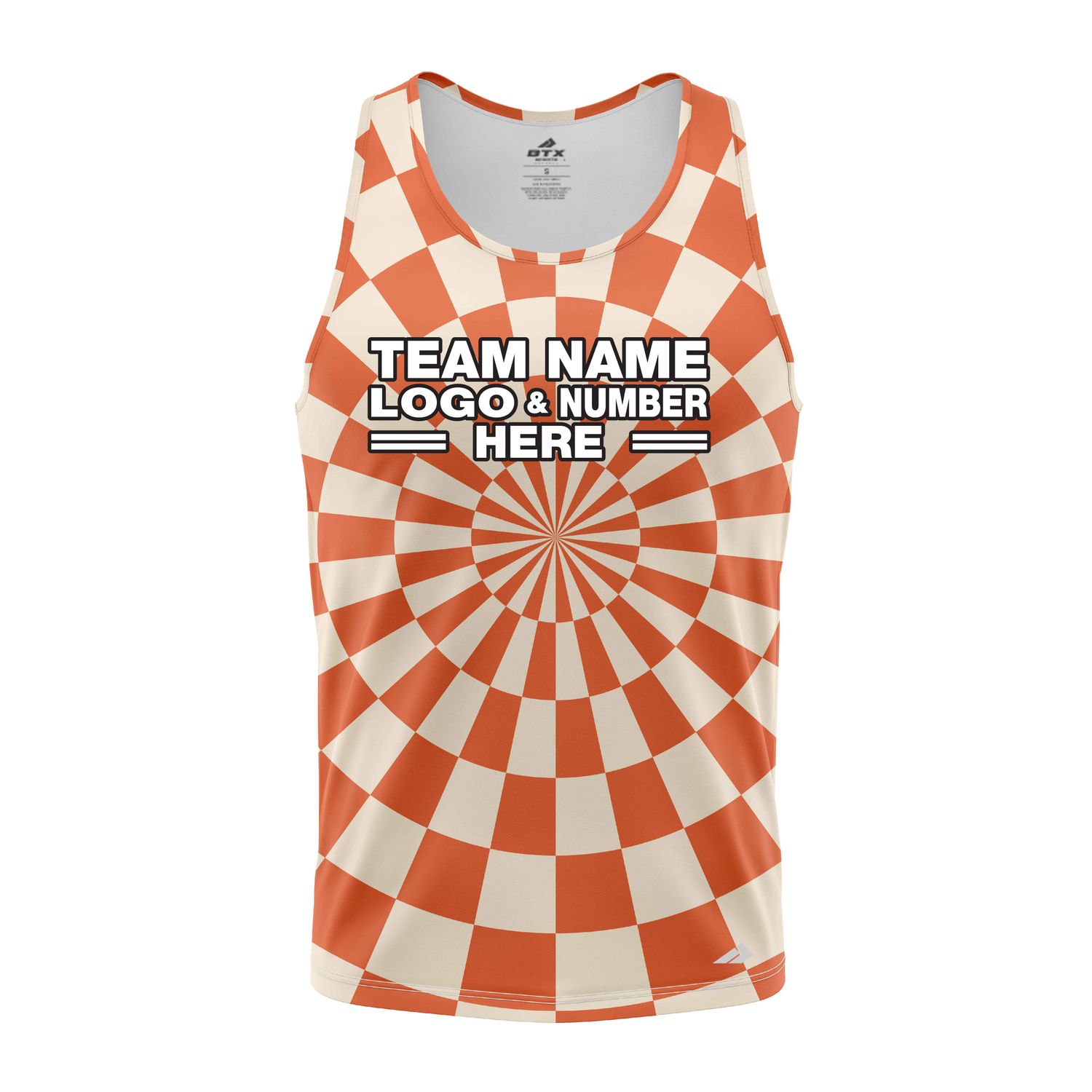 Custom Fully Sublimated Trippy Tie Dye Three Pattern Orange White Performance Tank Top 19087