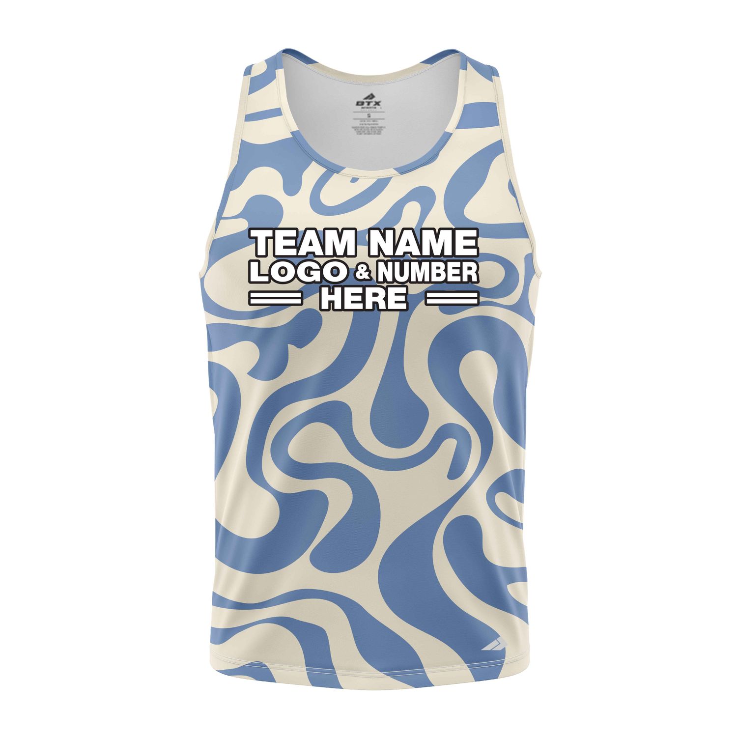 Custom Fully Sublimated Lava Lamp Two Tie Dye Pattern Blue White Performance Tank Top 19083