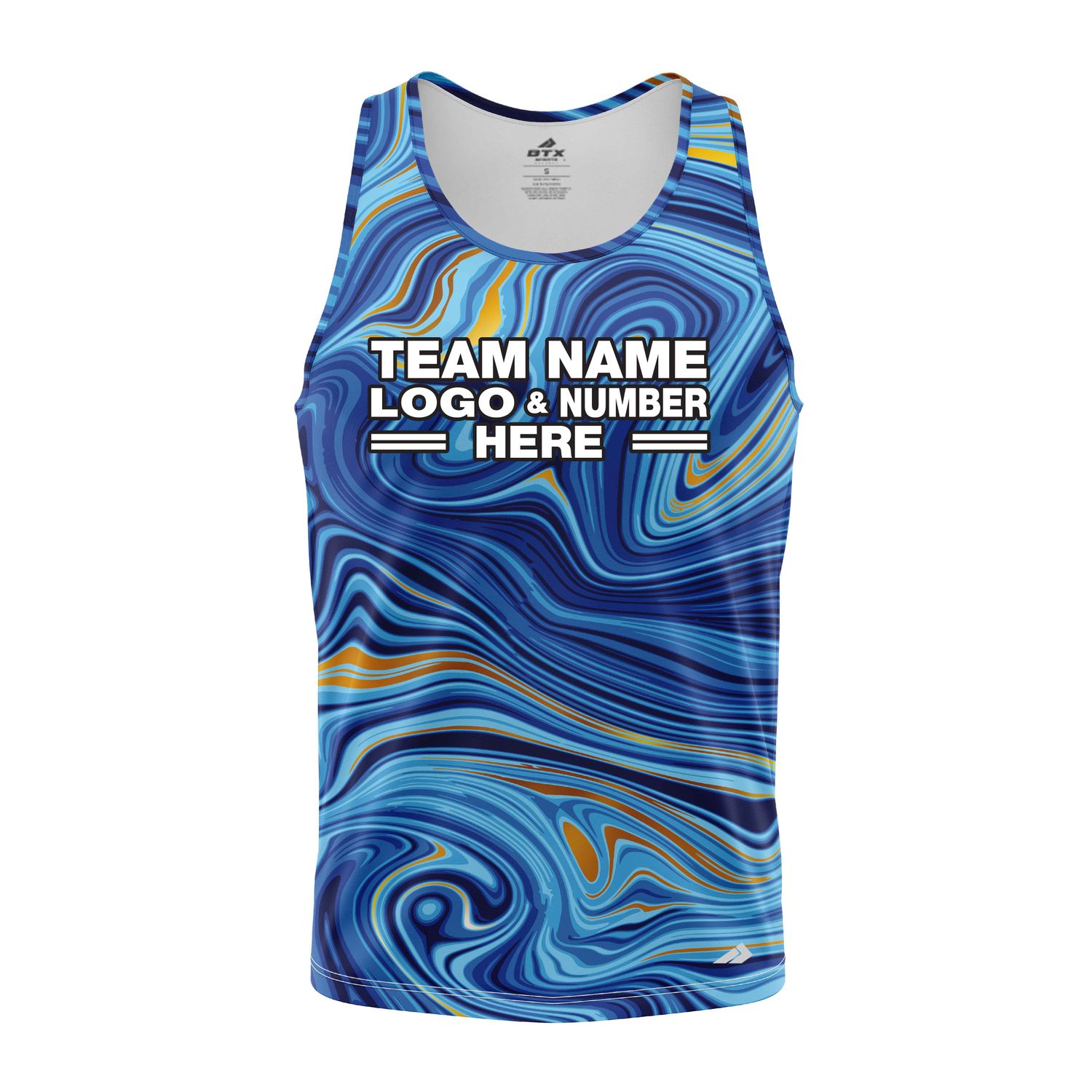 Custom Fully Sublimated Ocean Swirl Tie Dye Pattern Blues Performance Tank Top 19111