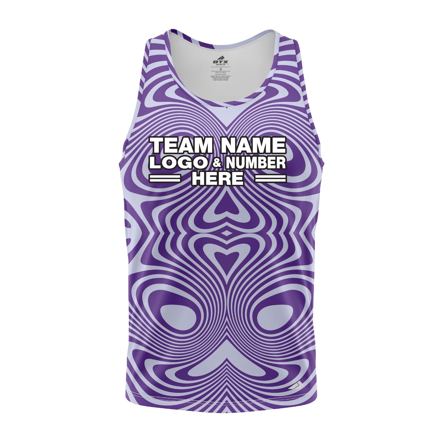 Custom Fully Sublimated Illusion Swirl Tie Dye Pattern Purple Performance Tank Top 19127