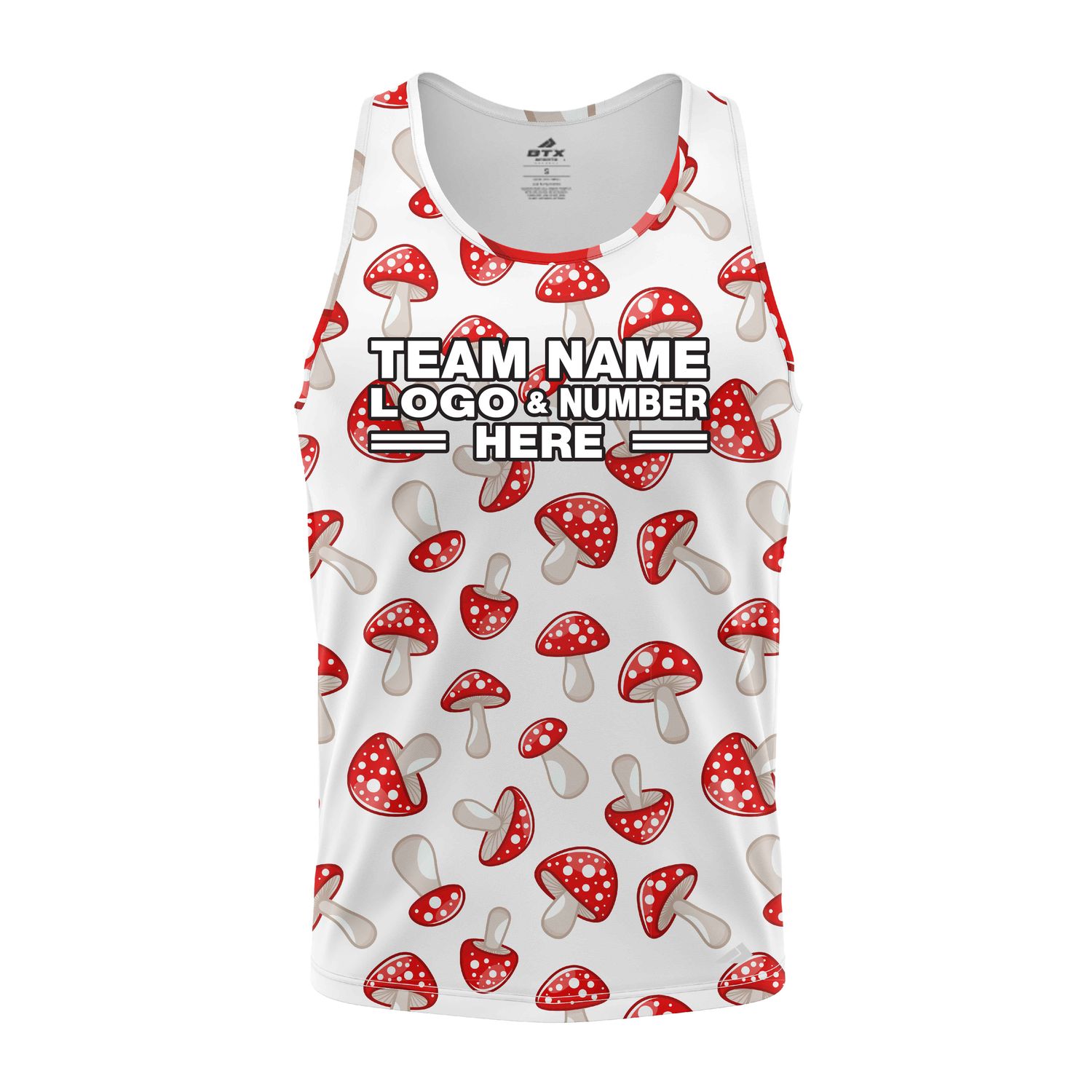 Custom Fully Sublimated Mushroom Magic Tie Dye White Red Performance Tank Top 19143