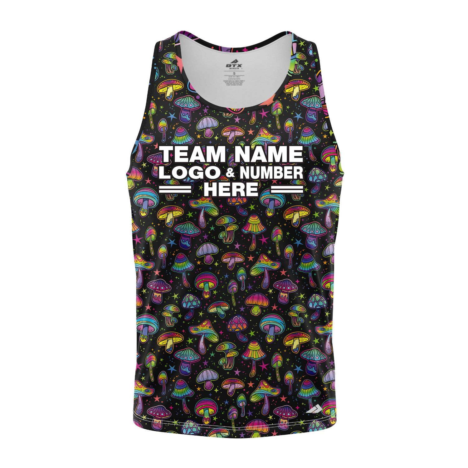 Custom Fully Sublimated Fungi Frenzy Tie Dye Black Multicolor Performance Tank Top 19147