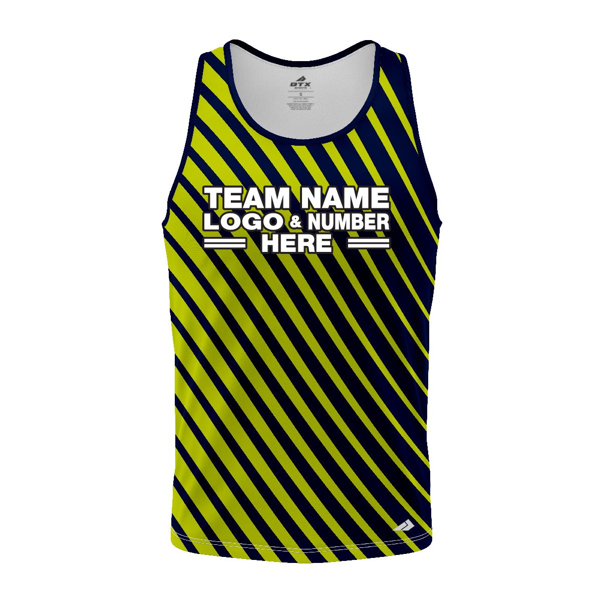 Custom Fully Sublimated Bold Lines Neon Pattern Green Navy Blue Performance Tank Top 19203