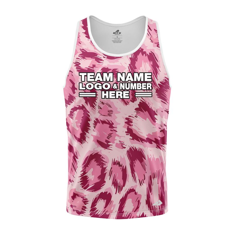 Custom Fully Sublimated Abstract Wild Pink Cheetah Print Performance Tank Top 19335