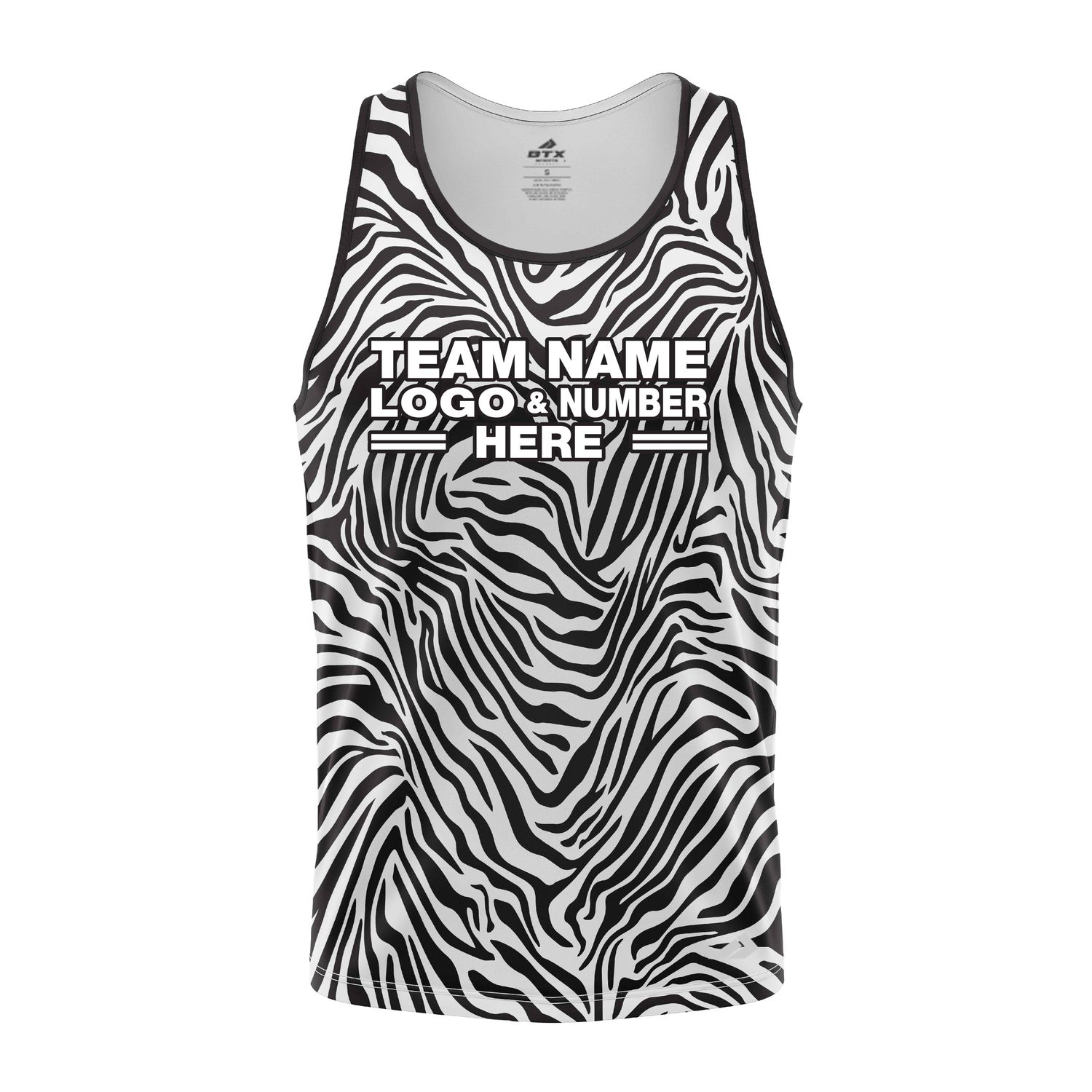 Custom Fully Sublimated Zebra Skin Print Black White Performance Tank Top 19343