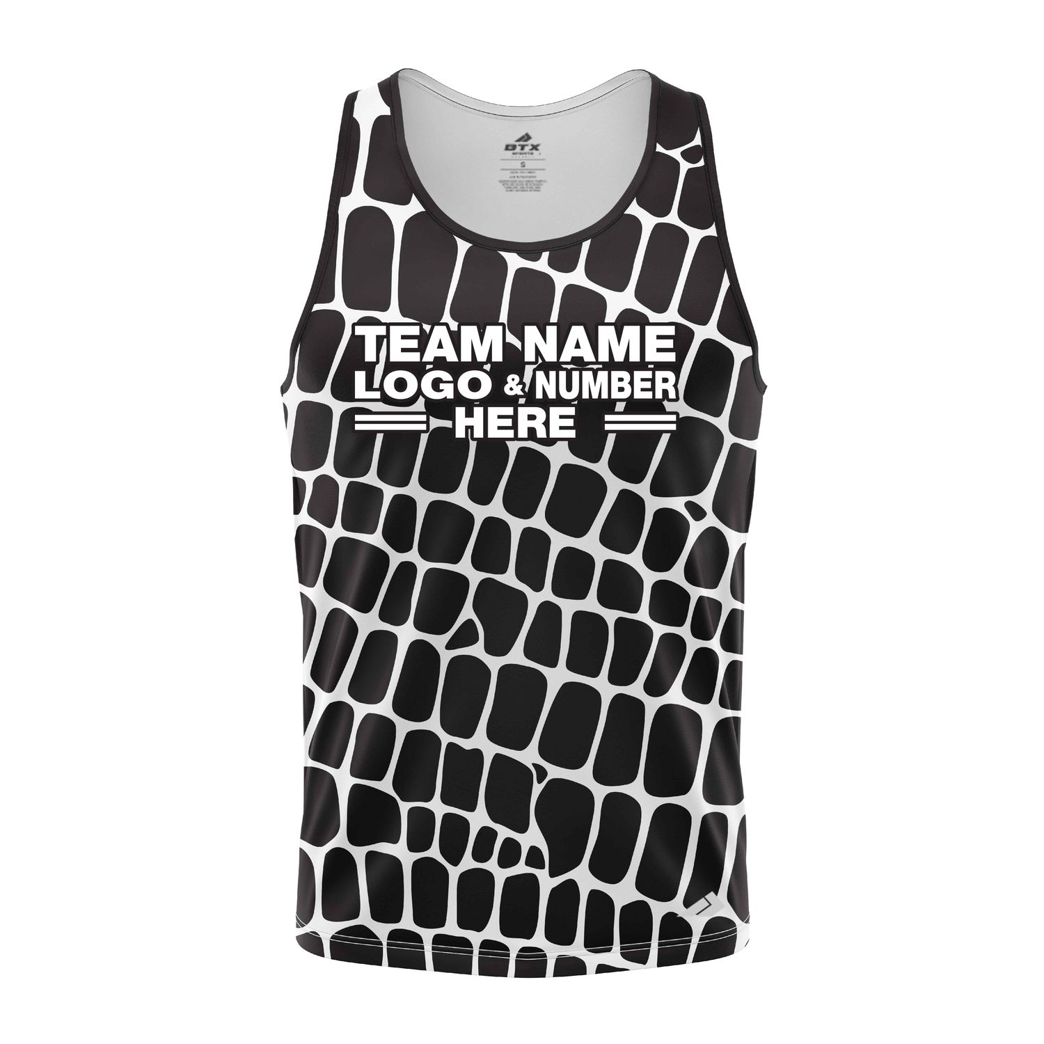 Custom Fully Sublimated Elegant Giraffe Animal Print Black White Performance Tank Top 19351