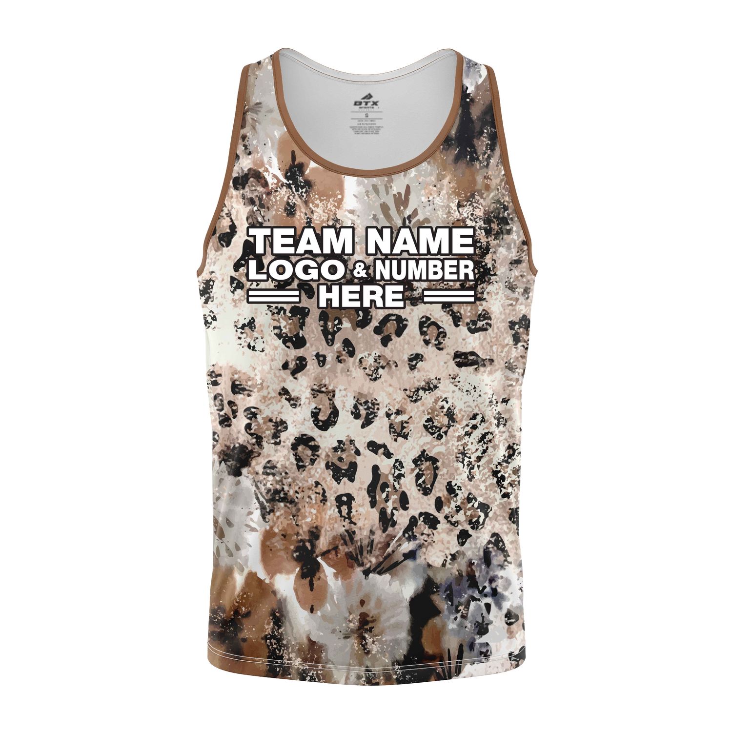 Custom Fully Sublimated Earth Tones Cheetah Print Performance Tank Top 19339