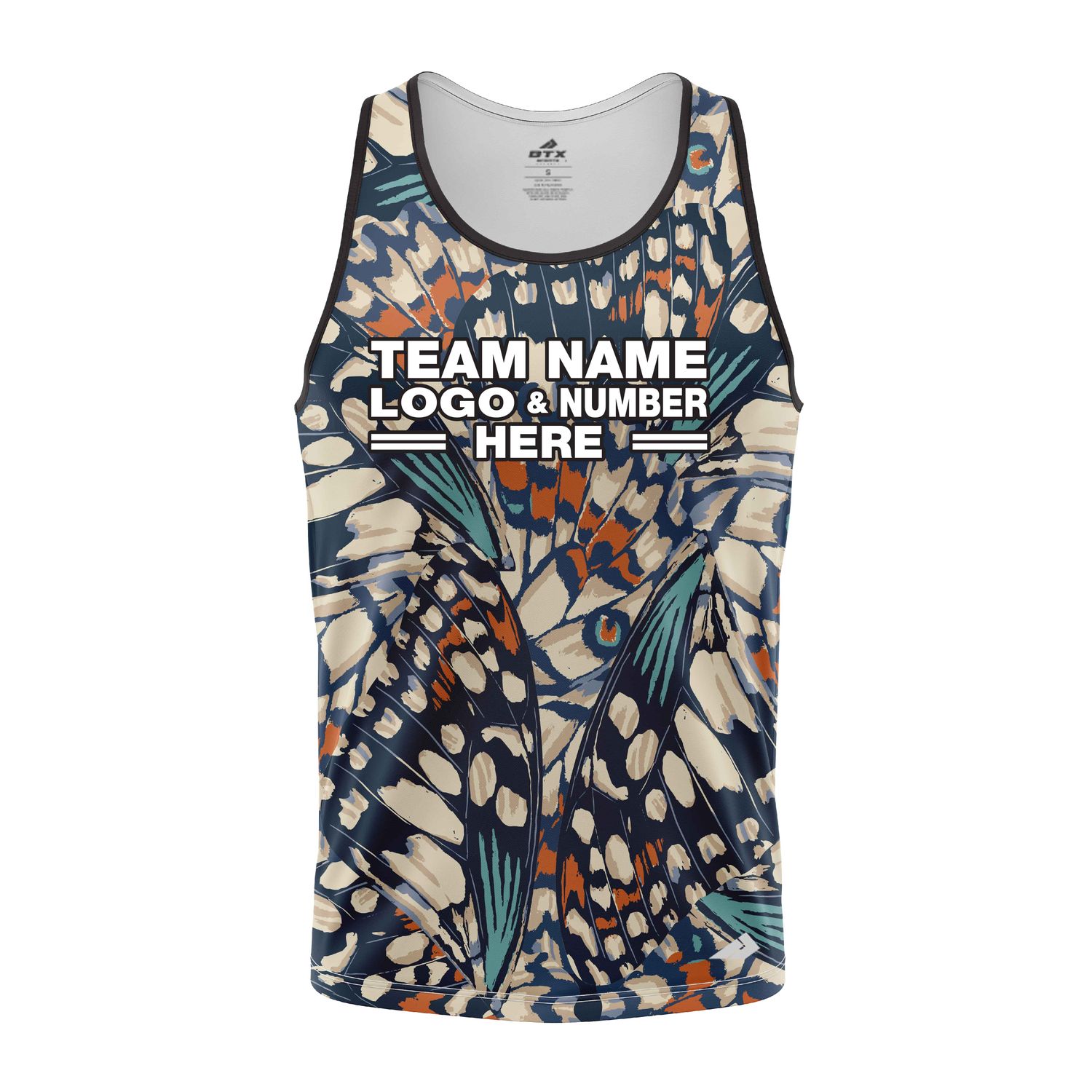 Custom Fully Sublimated Butterfly Wing Animal Print Multicolor Performance Tank Top 19371