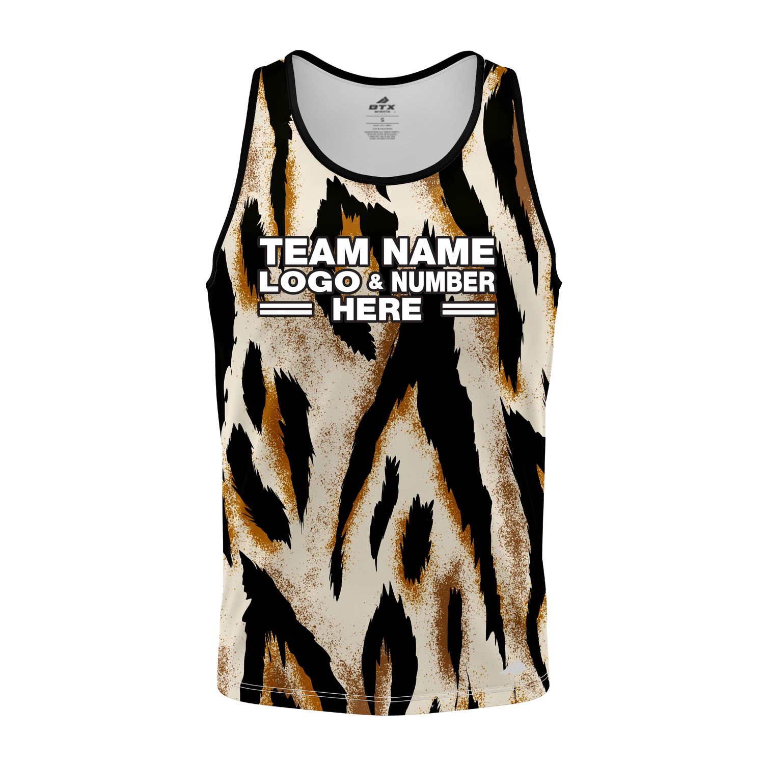 Custom Fully Sublimated Neon Tiger Skin Animal Print Black Brown Gold Performance Tank Top 19379