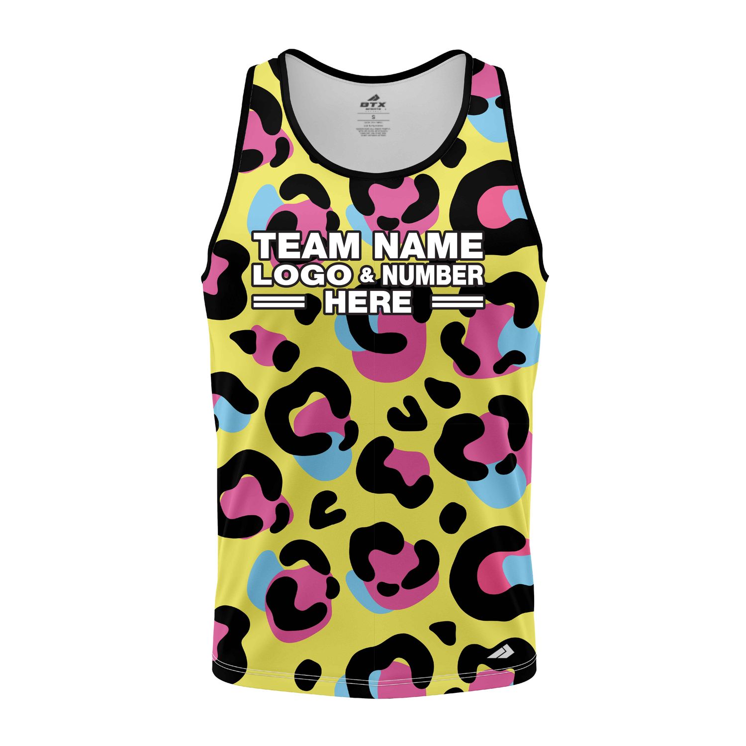 Custom Fully Sublimated Neon Leopard Skin Animal Print Multicolor Performance Tank Top 19375