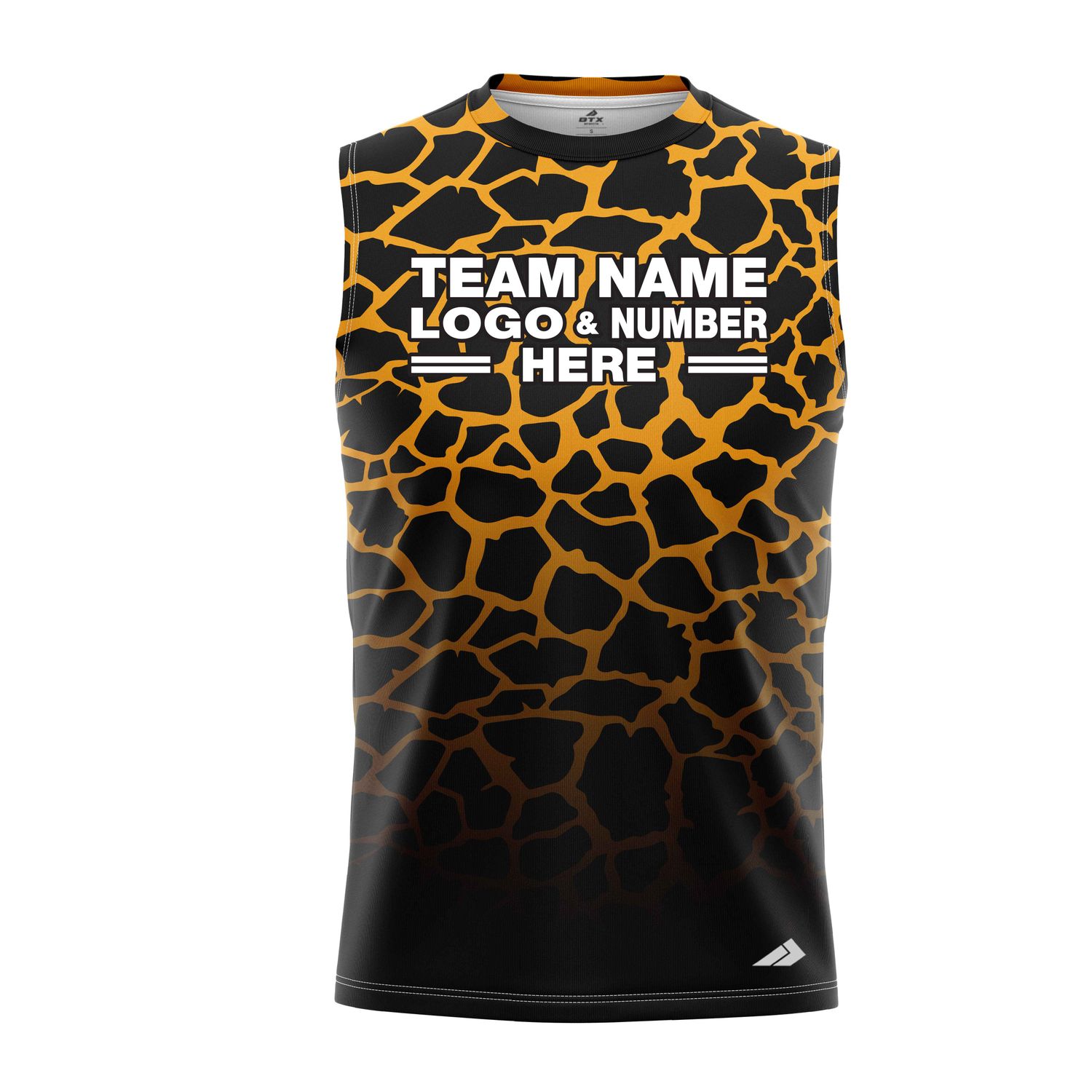 Custom Fully Sublimated Giraffe Animal Print Pattern Black Yellow Performance Sleeveless 19387