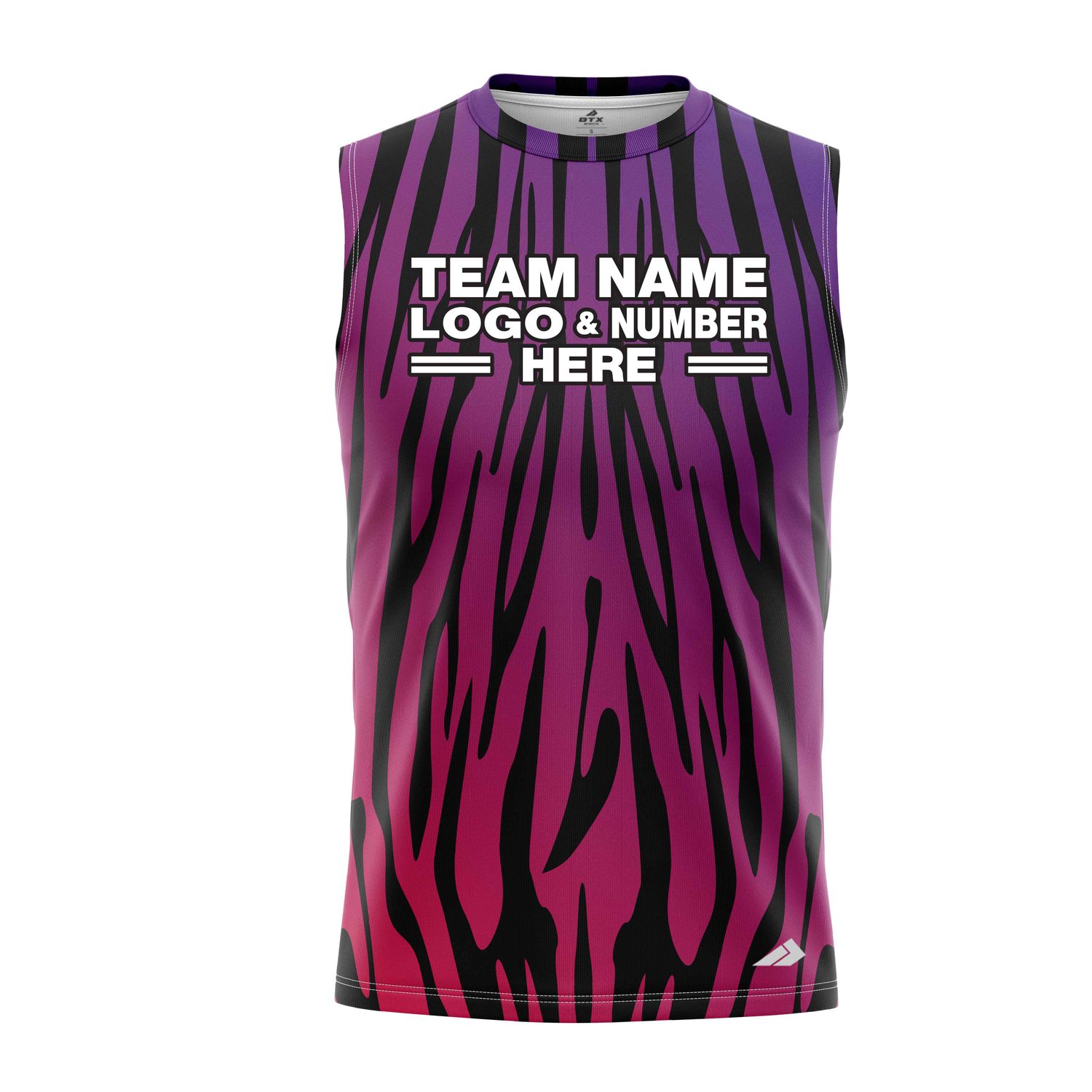 Custom Fully Sublimated Vibrant Zebra Animal Print  Pink Performance Sleeveless 19399