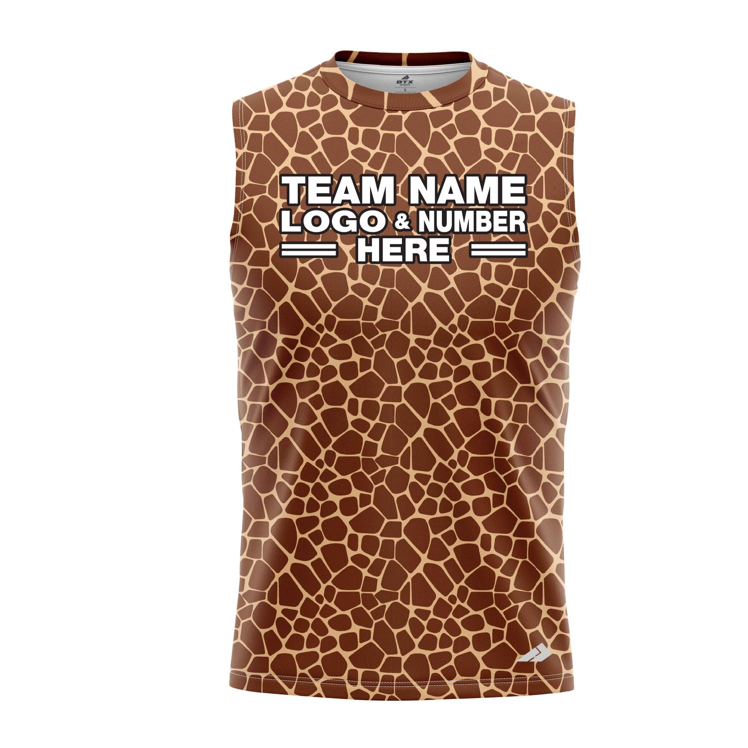 Custom Fully Sublimated Natural Giraffe Animal Print  Performance Sleeveless 19419