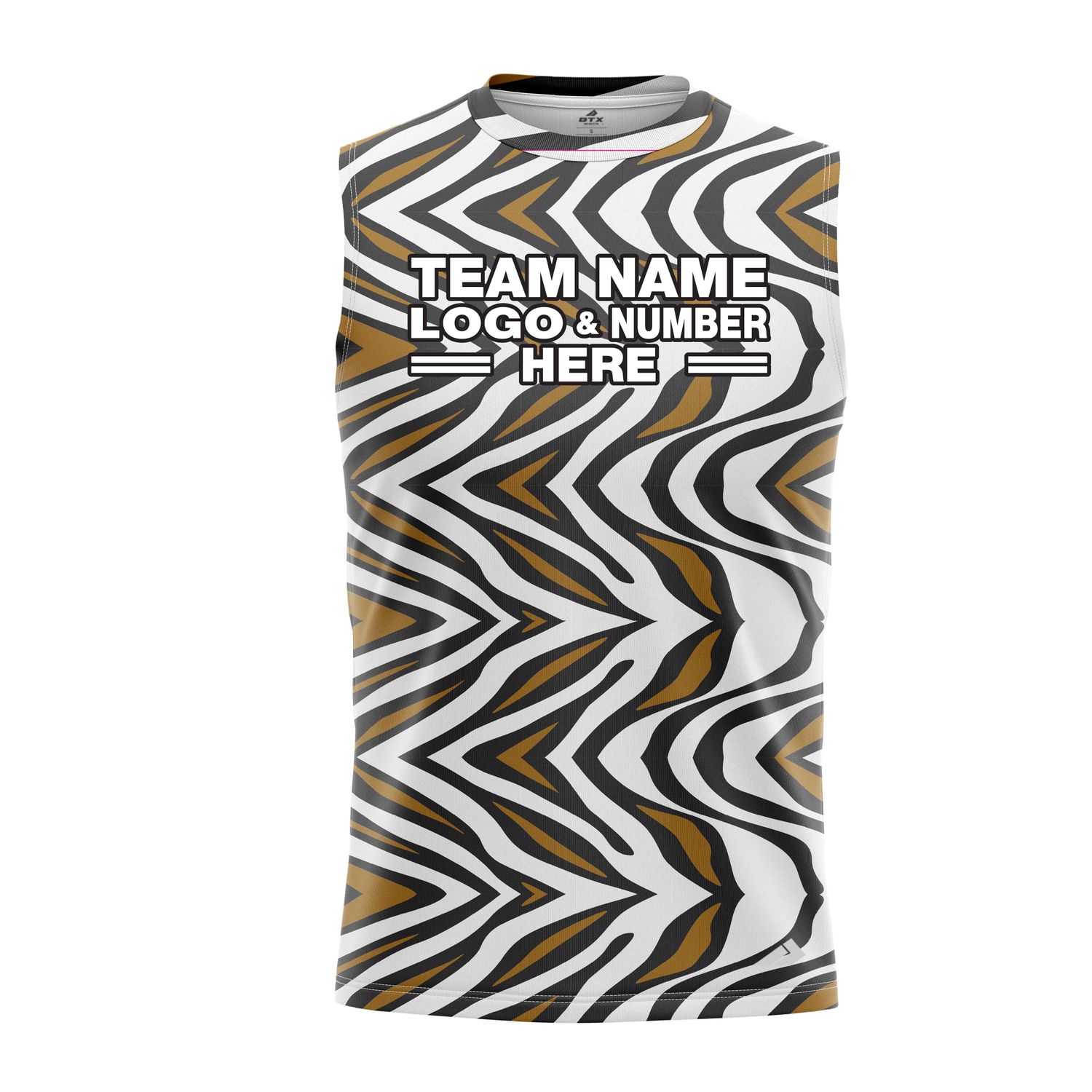 Custom Fully Sublimated Zebra Waves Animal Print Performance Sleeveless 19423