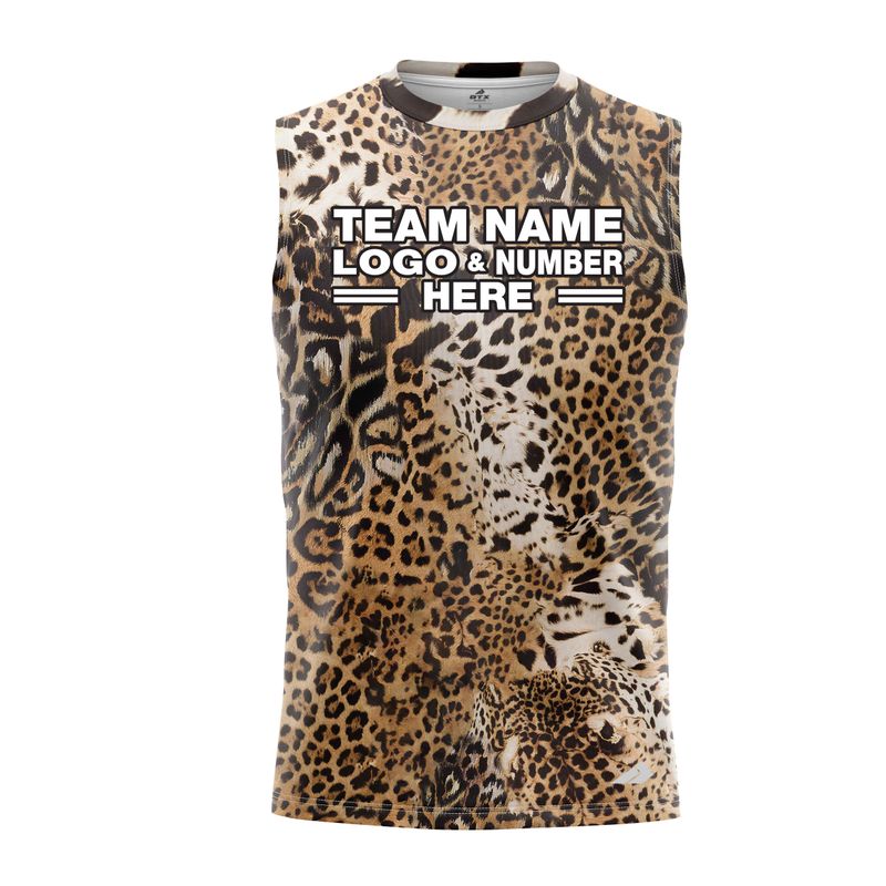 Custom Fully Sublimated Abstract Cheetah Animal Print Performance Sleeveless 19427