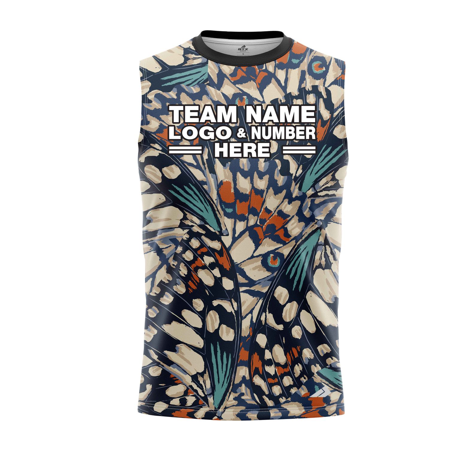 Custom Fully Sublimated Butterfly Wing Animal Print Multicolor Performance Sleeveless 19467